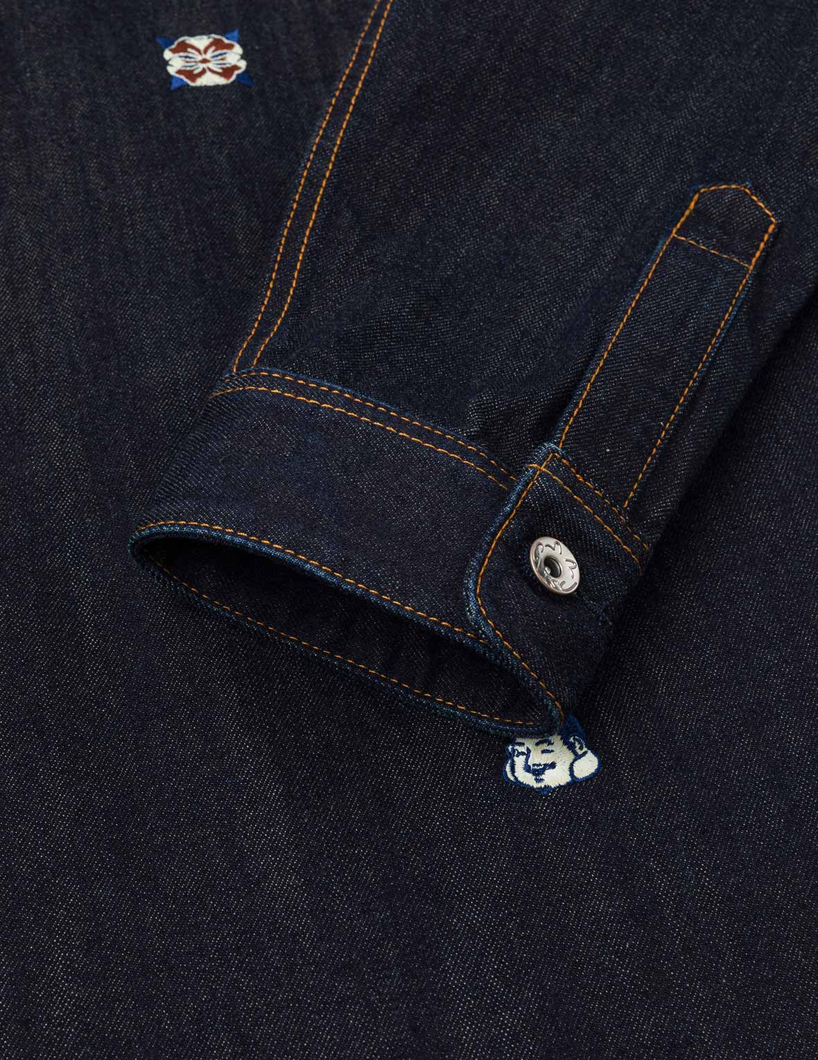 Allover Embroidery Regular Fit Denim Shirt Jacket