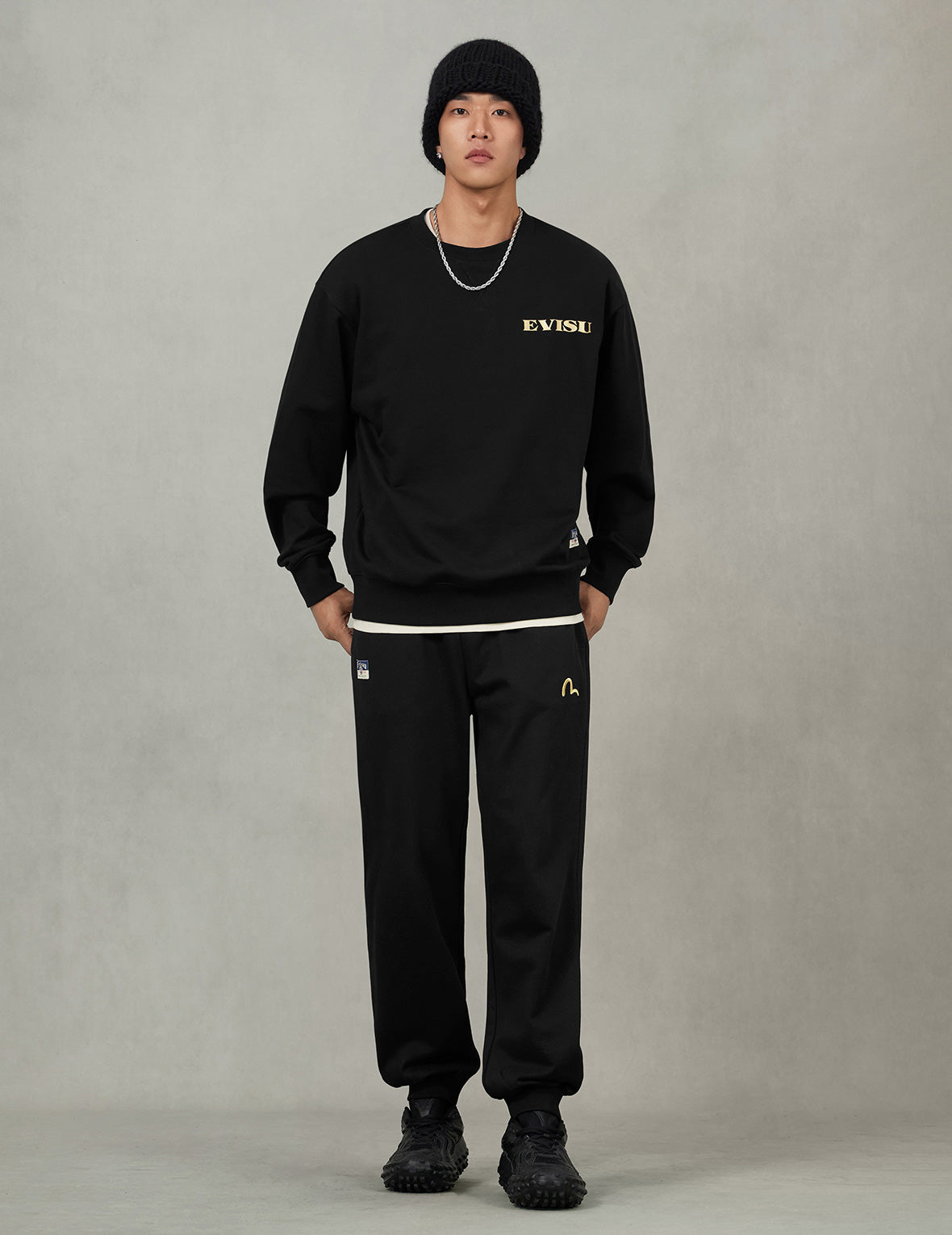 Seagull Embroidery EVISU Brocade Appliqué Straight Fit Sweatpants