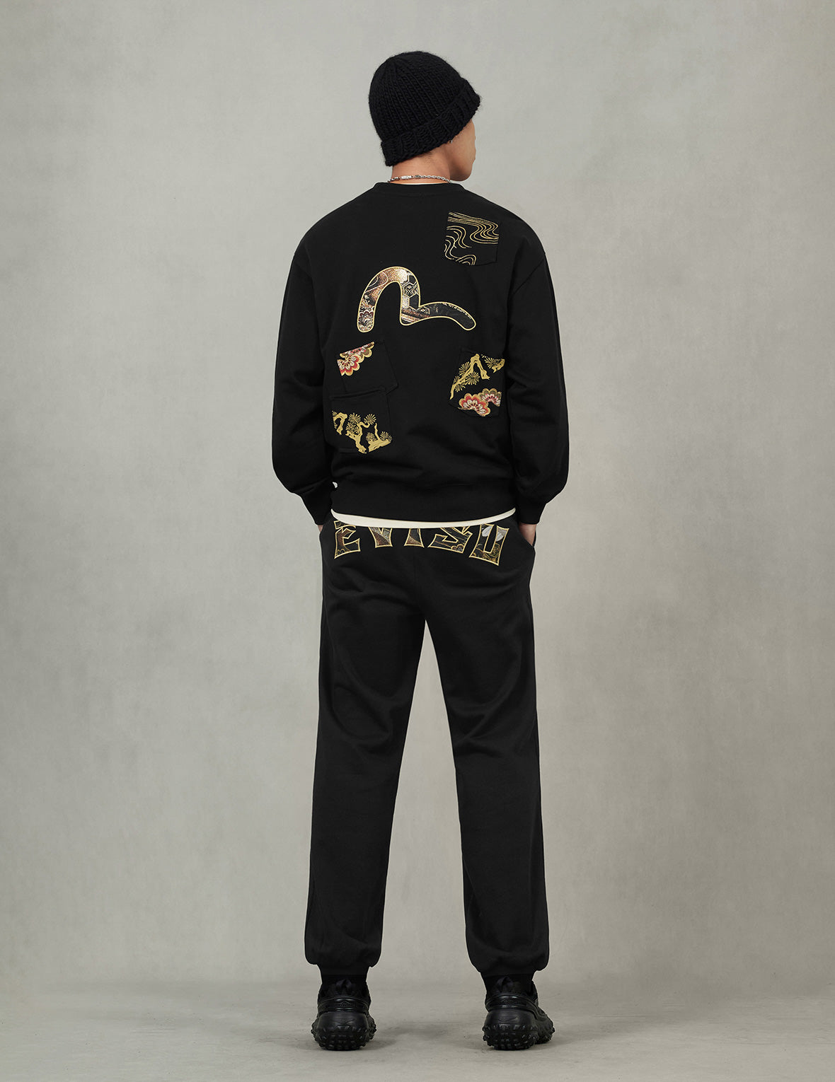 Seagull Embroidery EVISU Brocade Appliqué Straight Fit Sweatpants