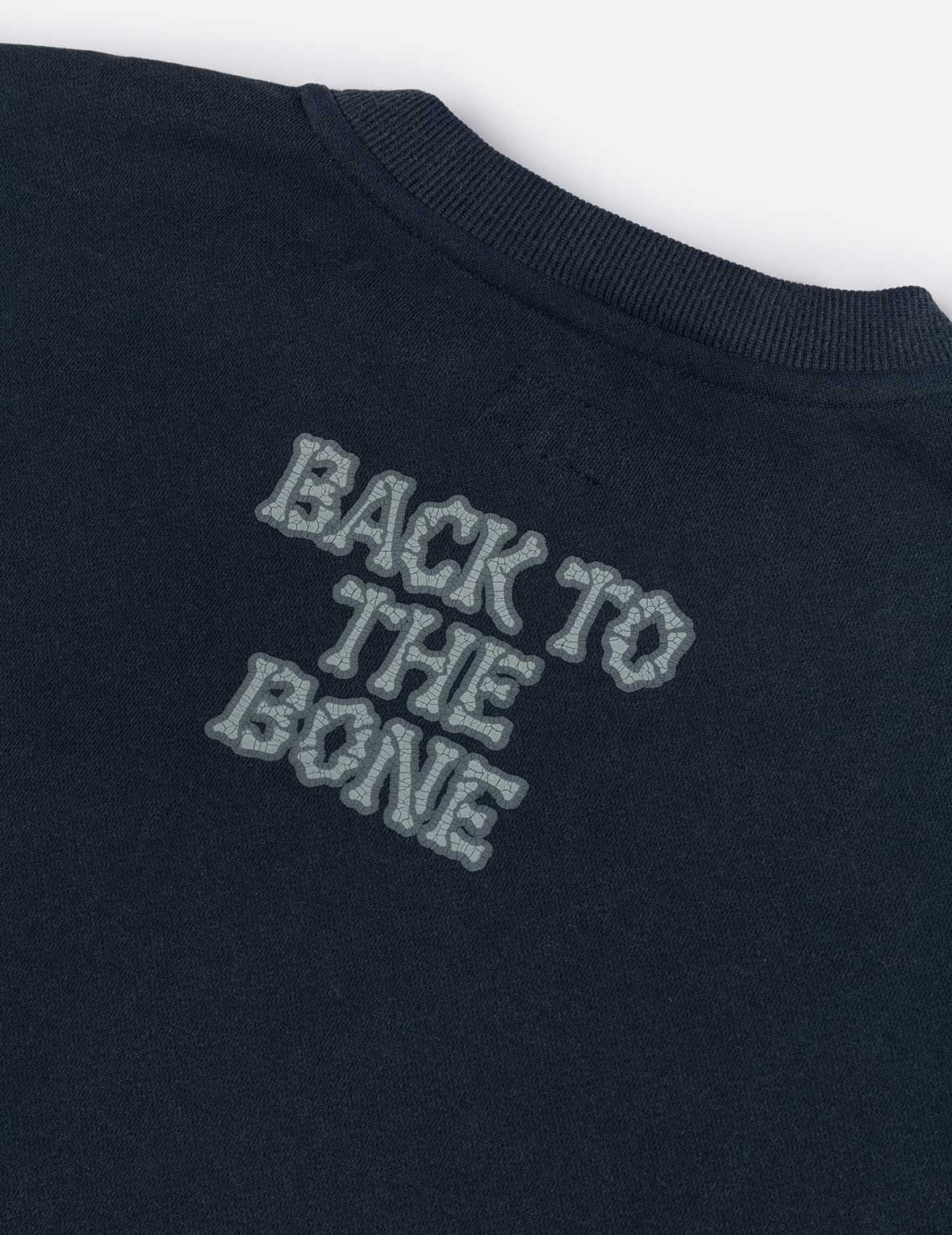 "Back to Bone" and Skull Print Fashion Fit Sweatshirt