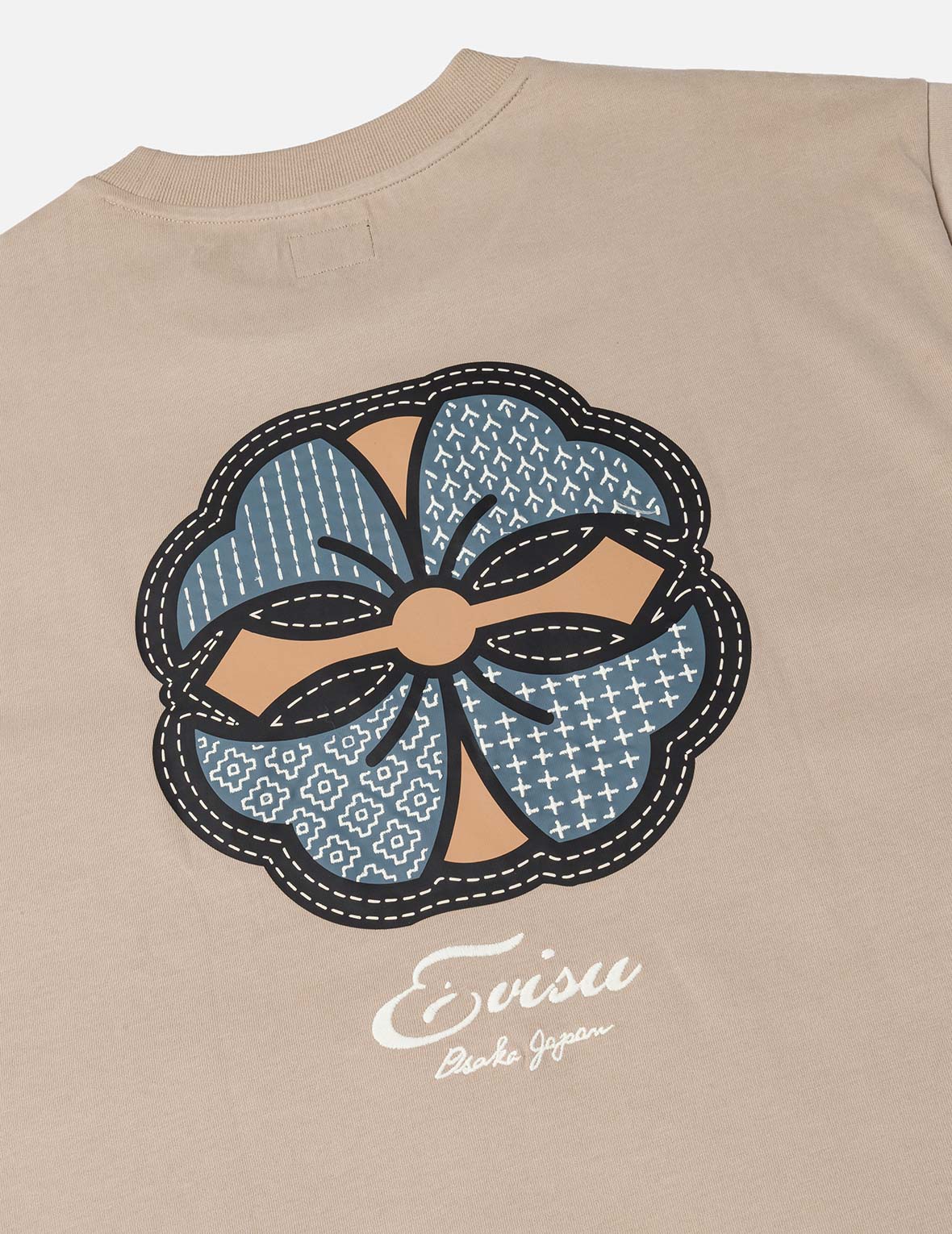 Sashiko-style Kamon Print Fashion Fit 2-in-1 Design Long-sleeve T-shirt
