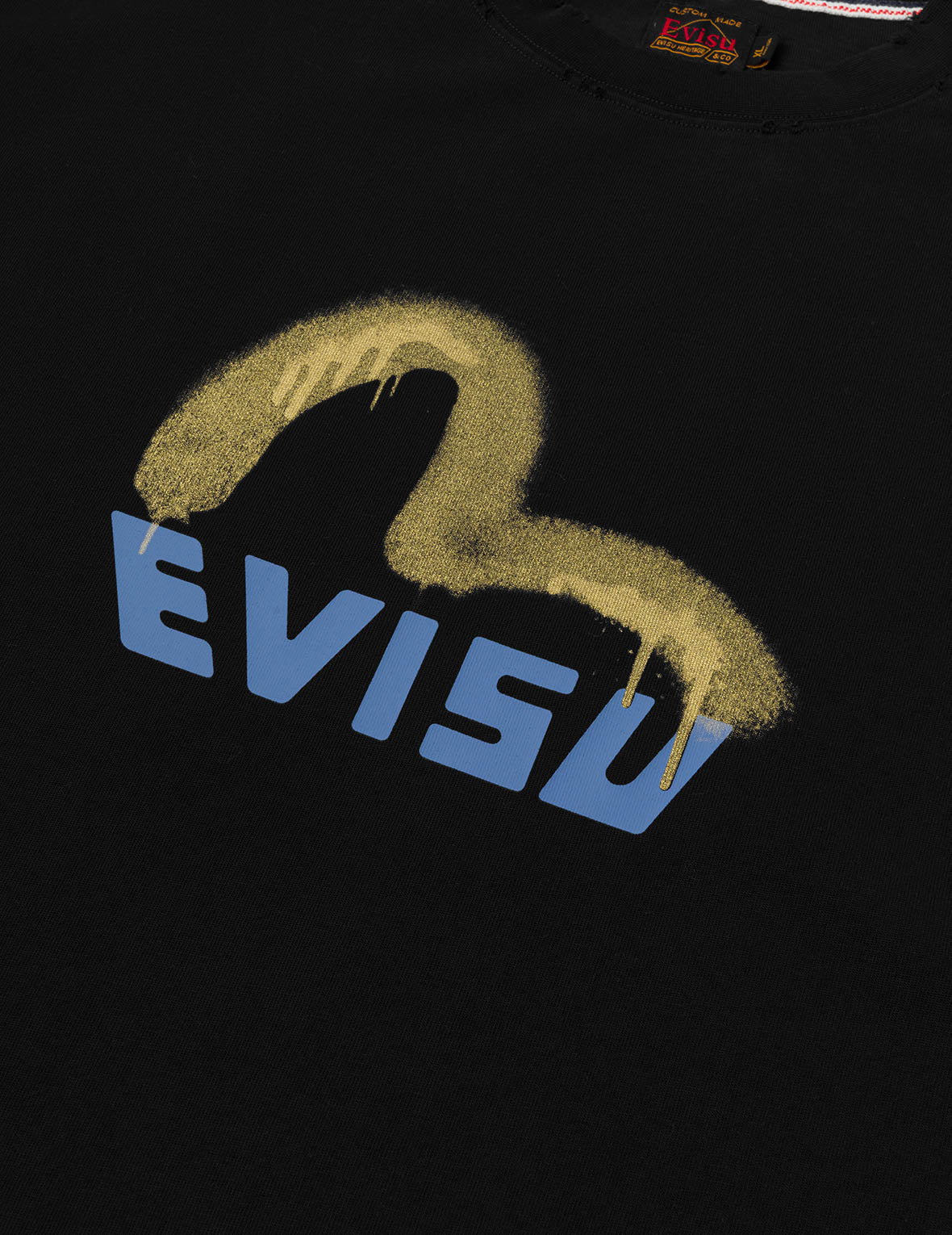 Graffiti-Style Seagull and Logo Print Relax Fit T-Shirt