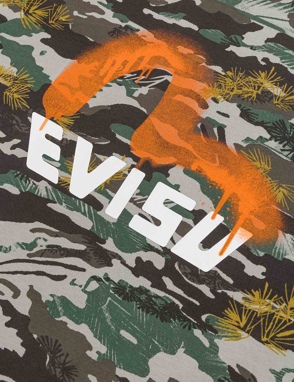 Graffiti-Style Seagull and Logo Print Relax Fit T-Shirt