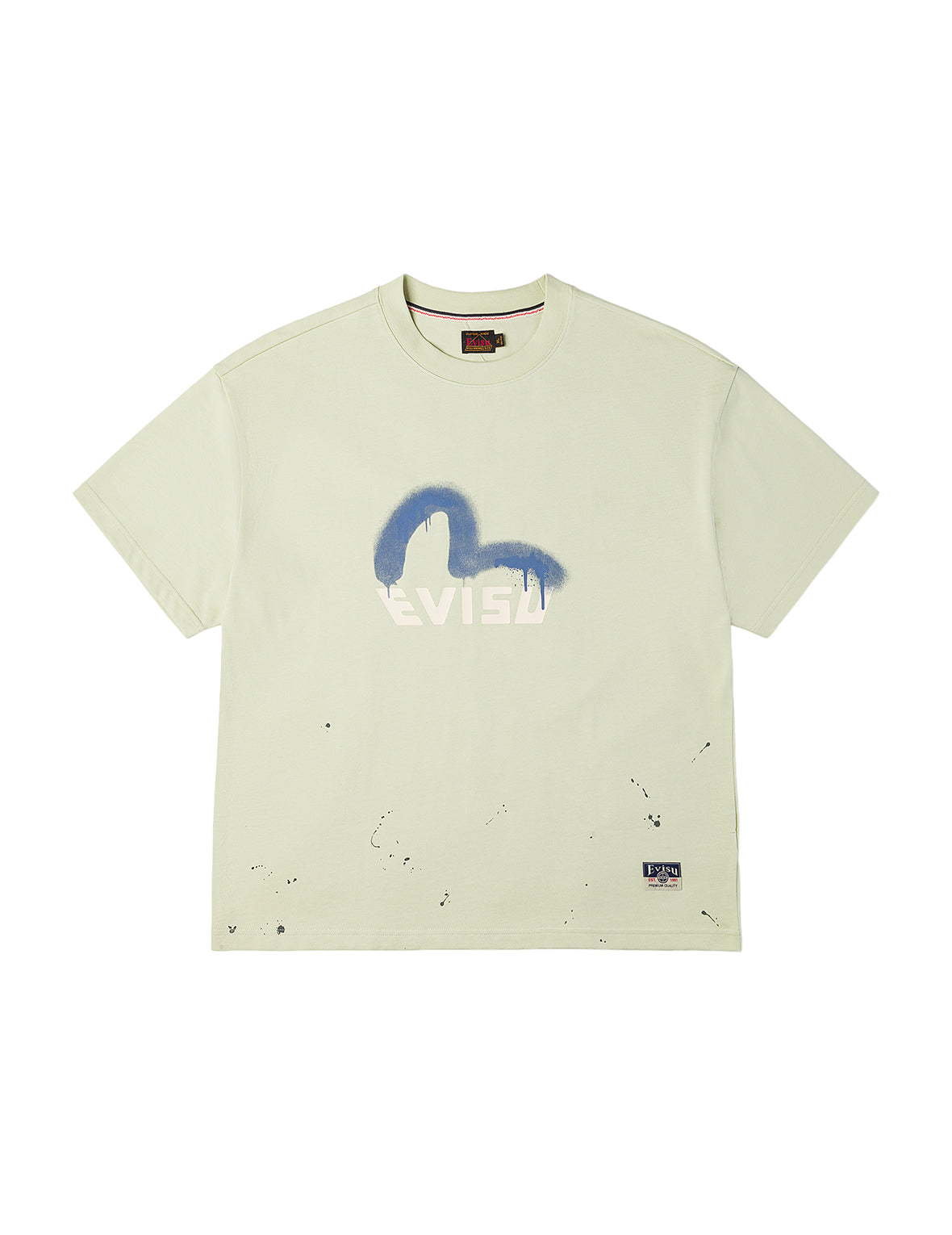 Graffiti-Style Seagull and Logo Print Relax Fit T-Shirt