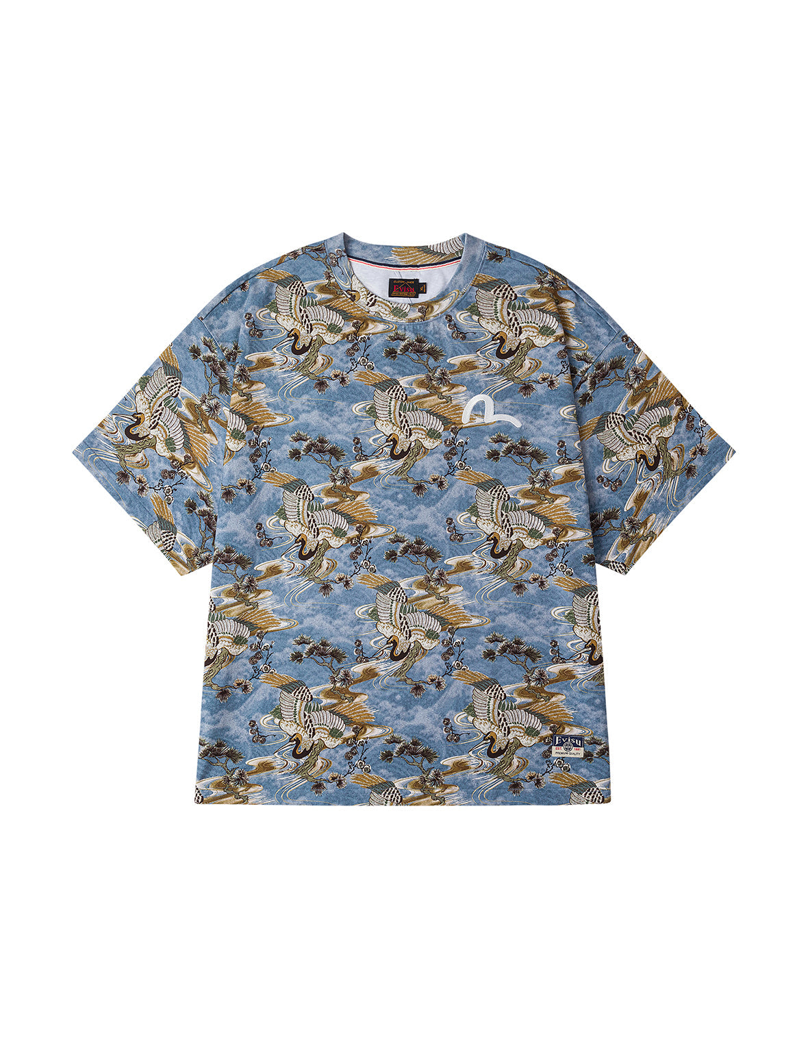 Allover Crane Print Relax Fit T-shirt