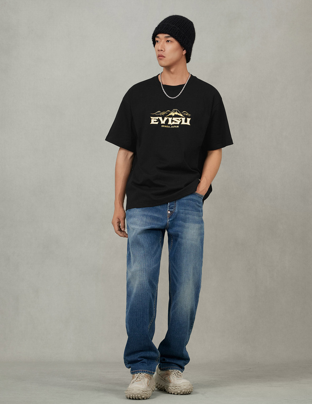 Logo and Crane Soaring Daicock Print Relax Fit T-shirt