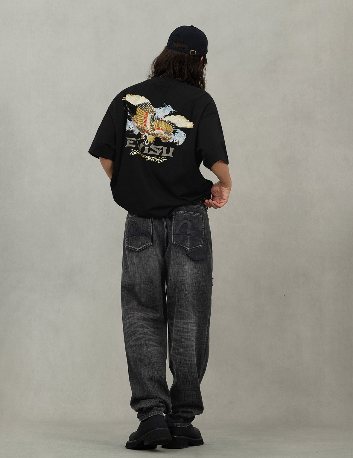 Crane and Logo Print Loose Fit T-shirt