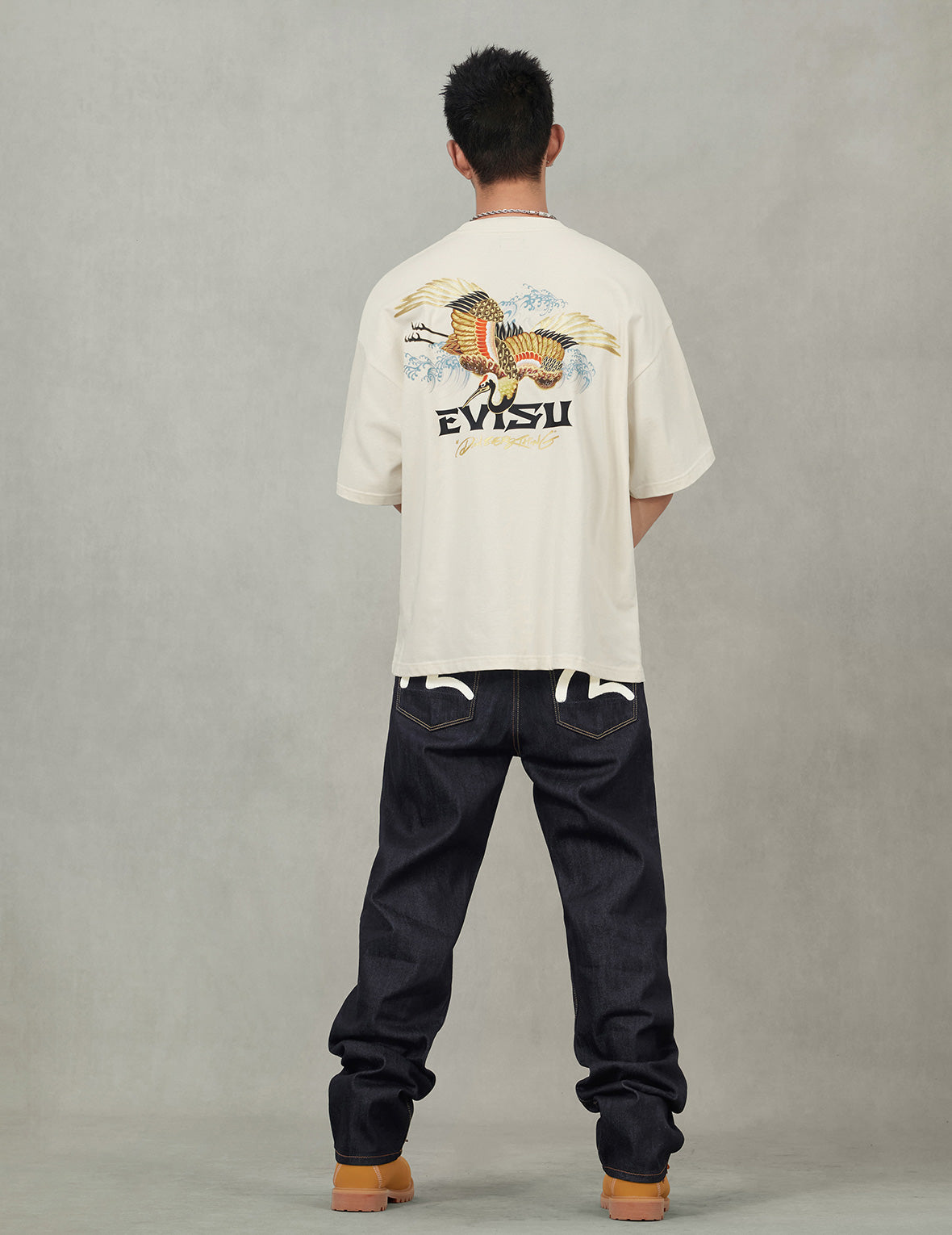 Crane and Logo Print Loose Fit T-shirt