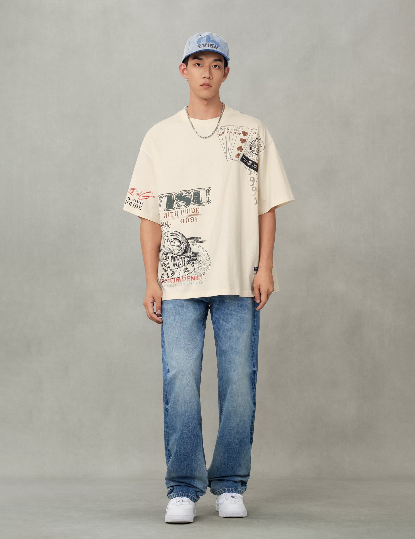 Allover Hand-Drawing Multi Logo Print Regular Fit T-Shirt