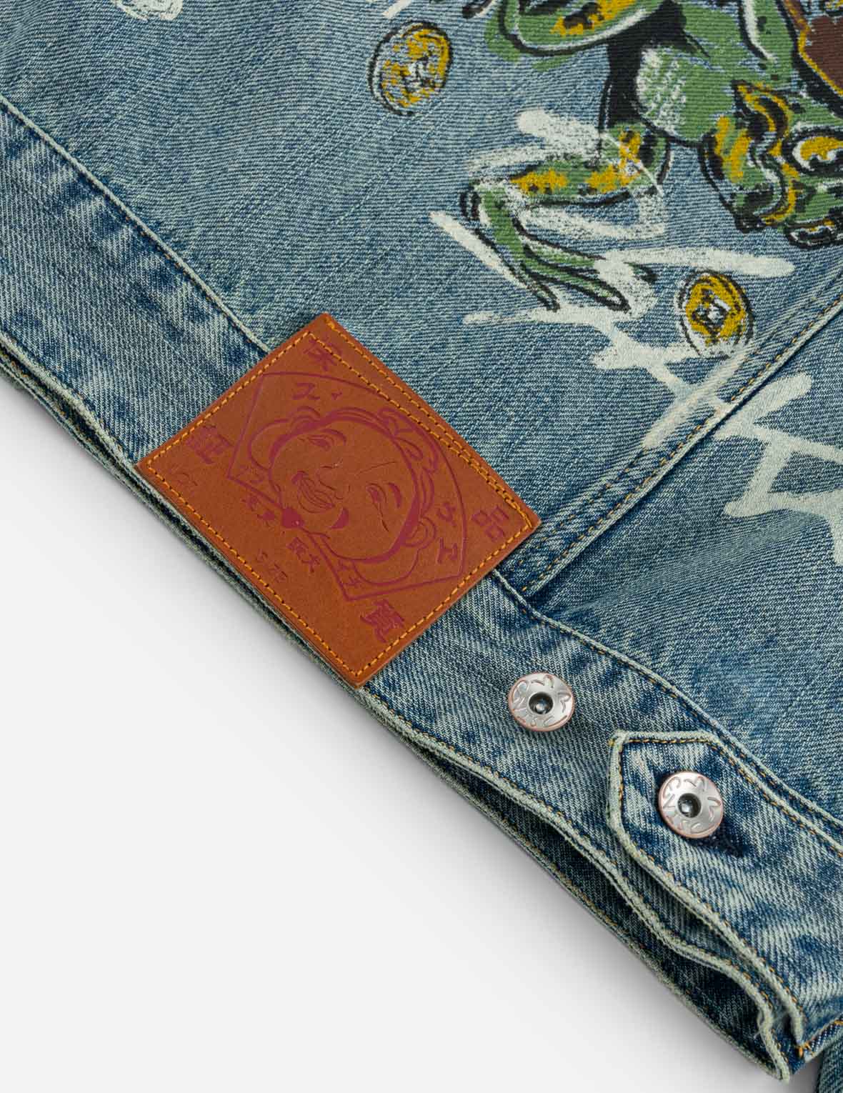 Fortune Theme All-over Hand-Painted Denim Jacket