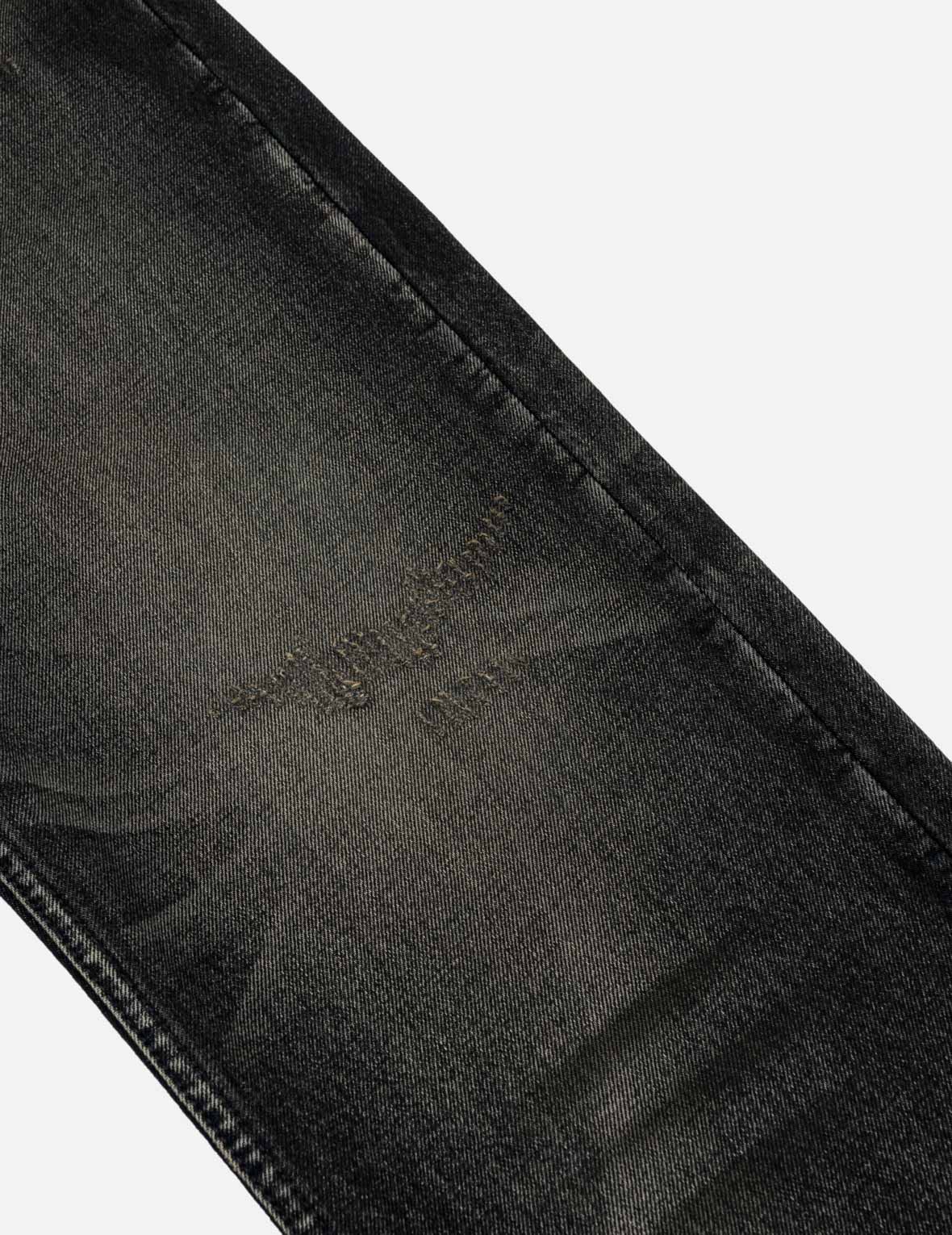 Purple Brushstroke Daicock Black Jeans #2038