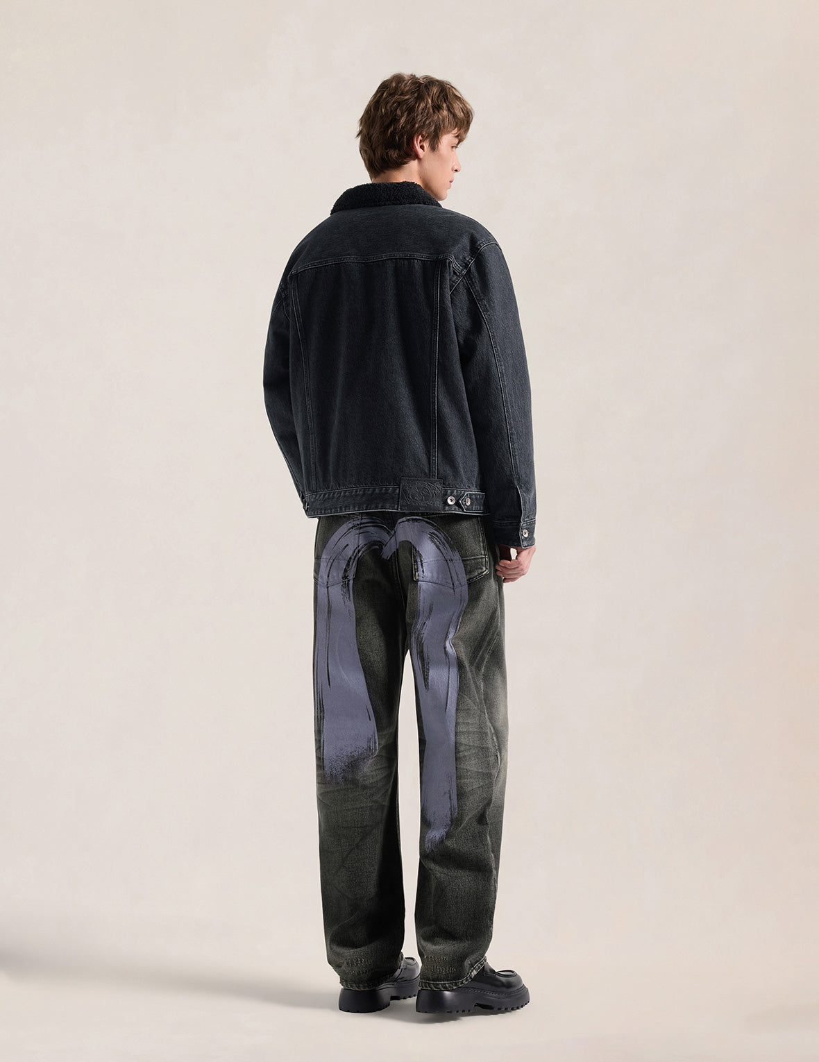 Purple Brushstroke Daicock Black Jeans #2038