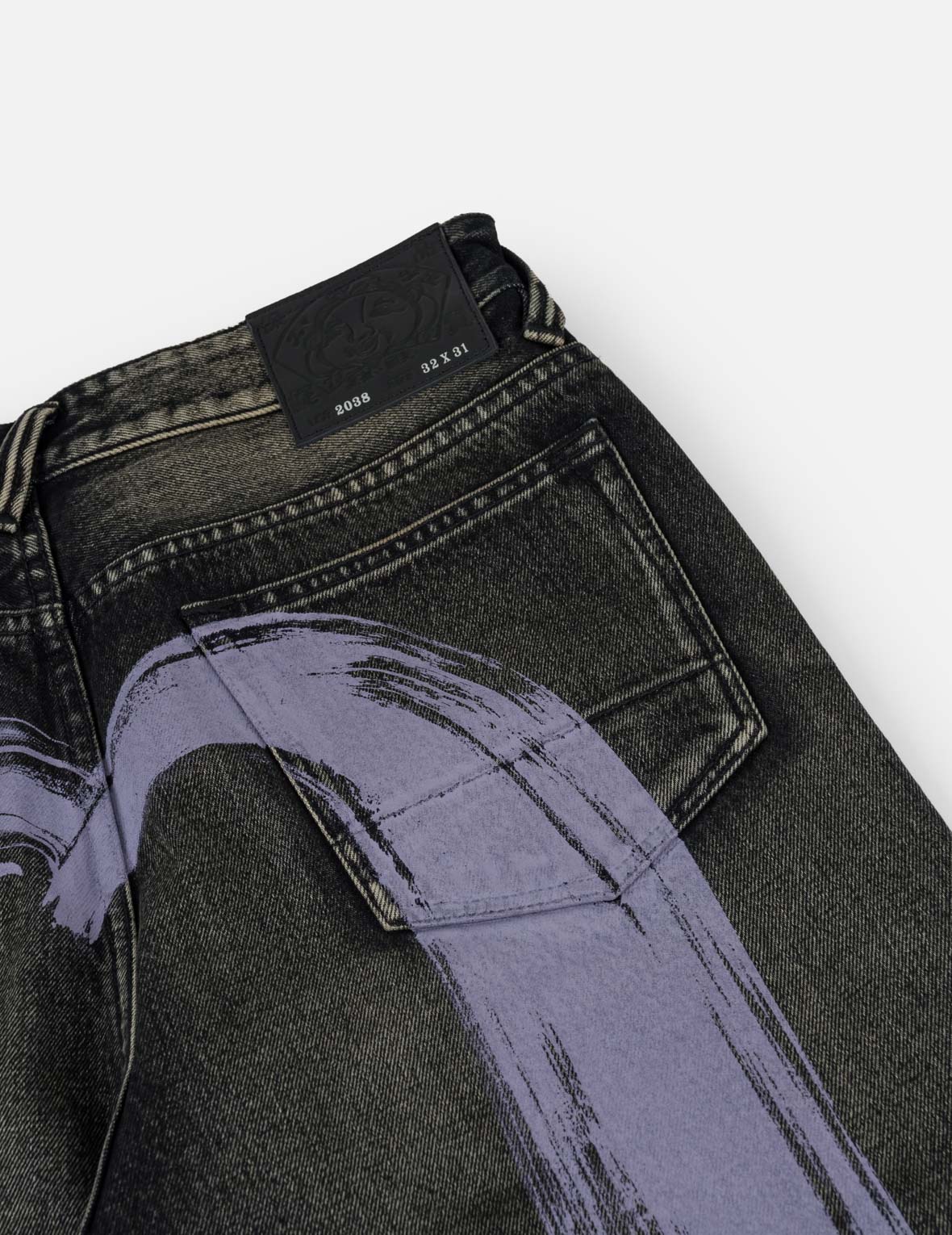 Purple Brushstroke Daicock Black Jeans #2038