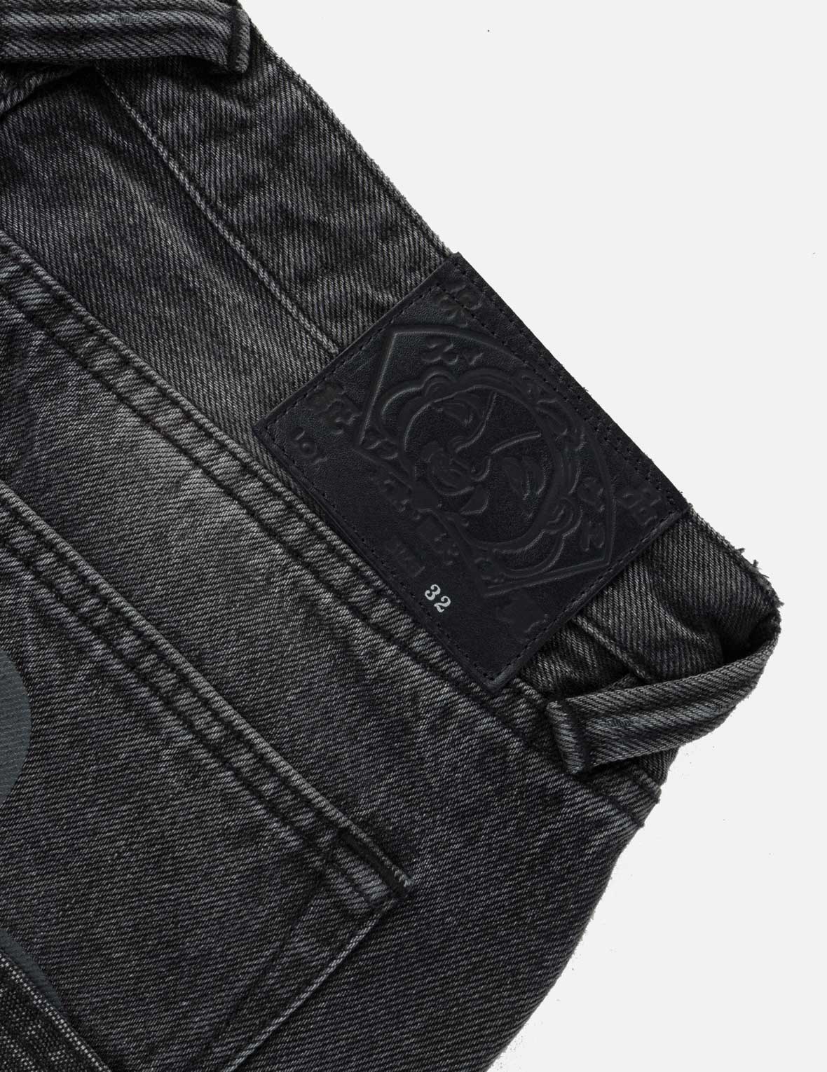 Waxed Double Knee Multi-pocket Seagull Printed Loose Fit Jeans