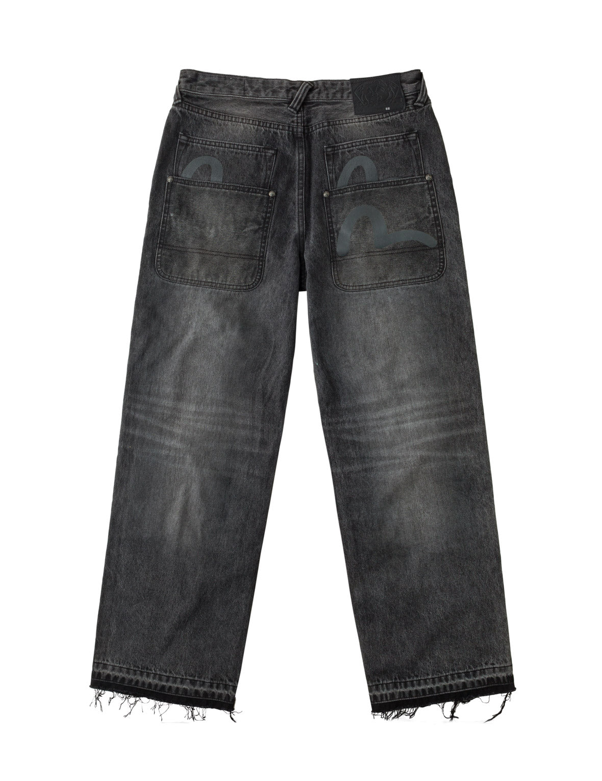 Waxed Double Knee Multi-pocket Seagull Printed Loose Fit Jeans