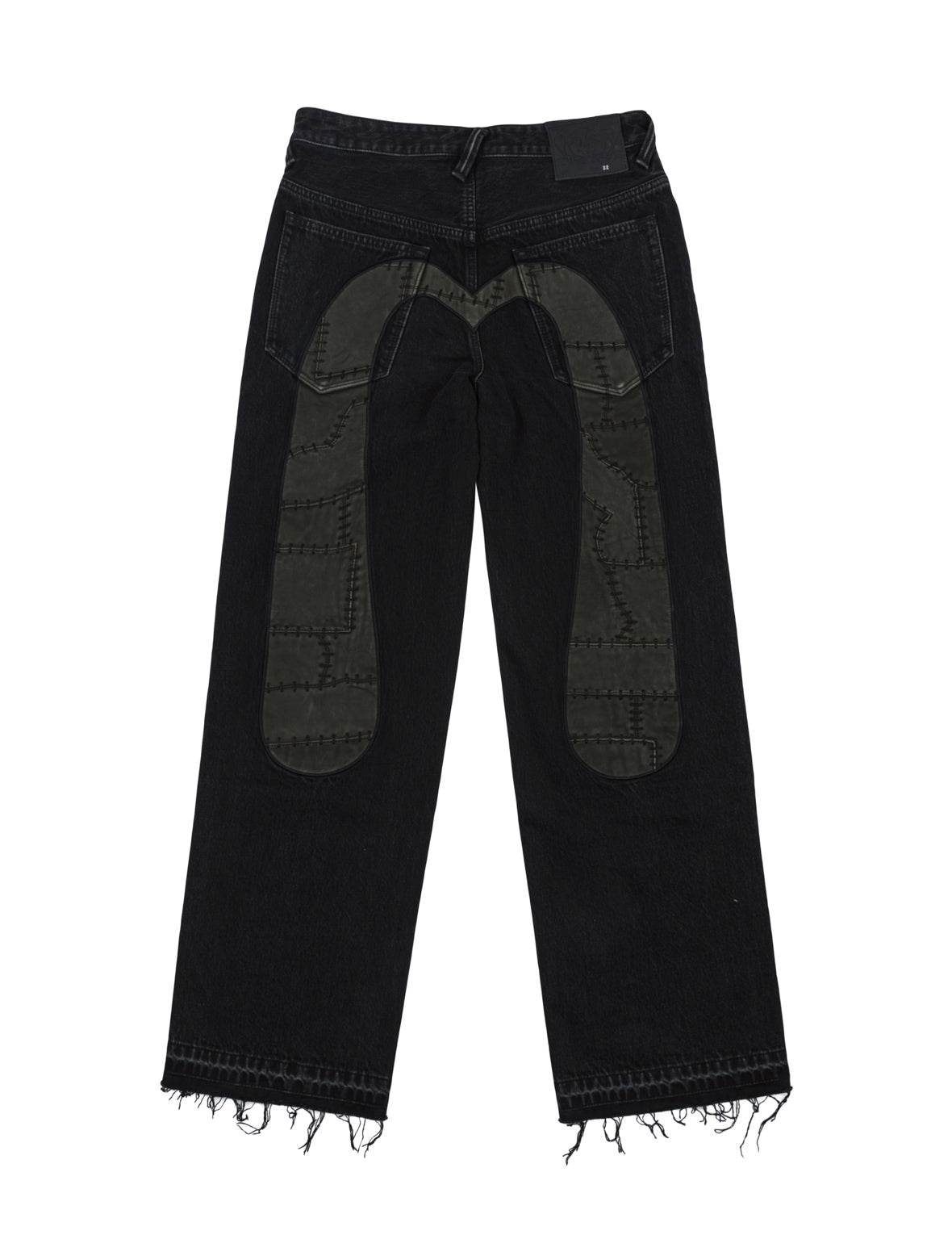 Leather Patchwork Daicock Denim Jeans