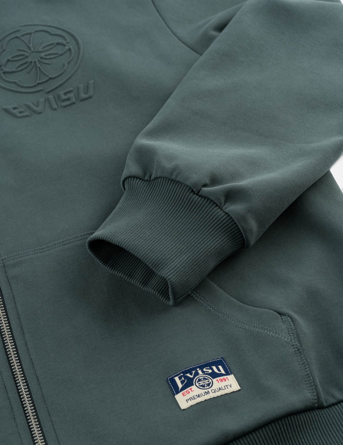 Emboss Kamon Logo Zip-Up Hoodie