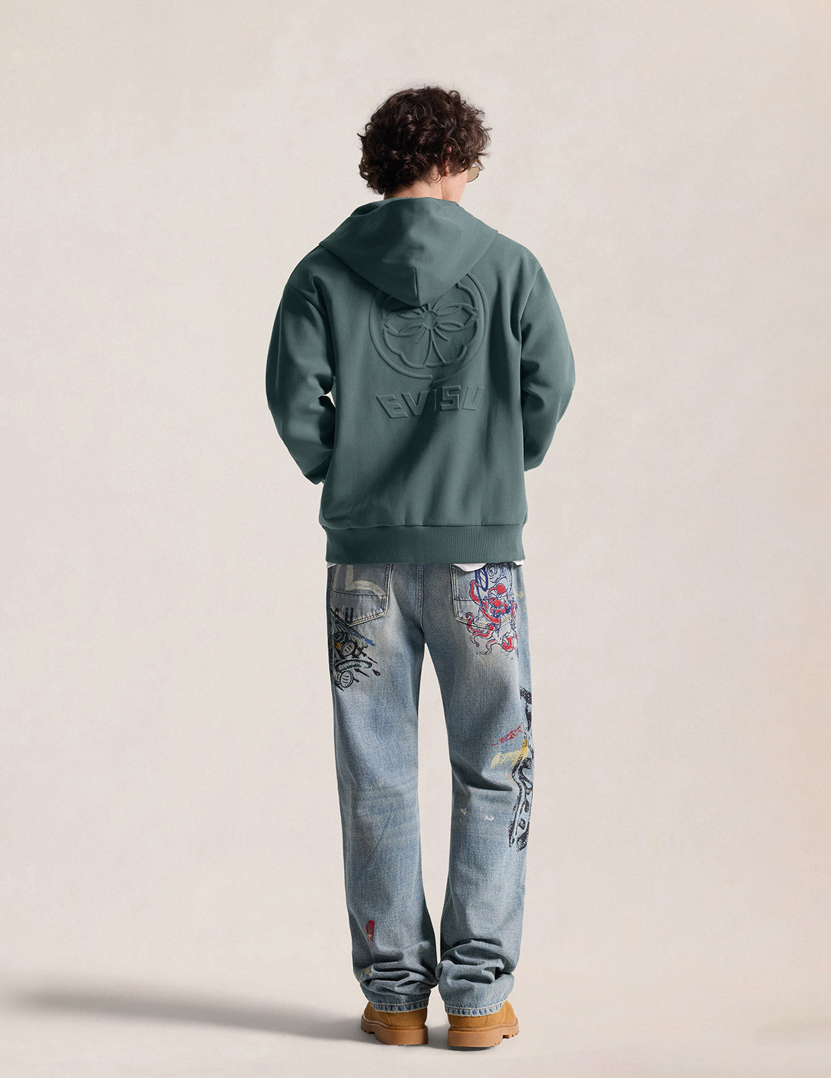 Emboss Kamon Logo Zip-Up Hoodie