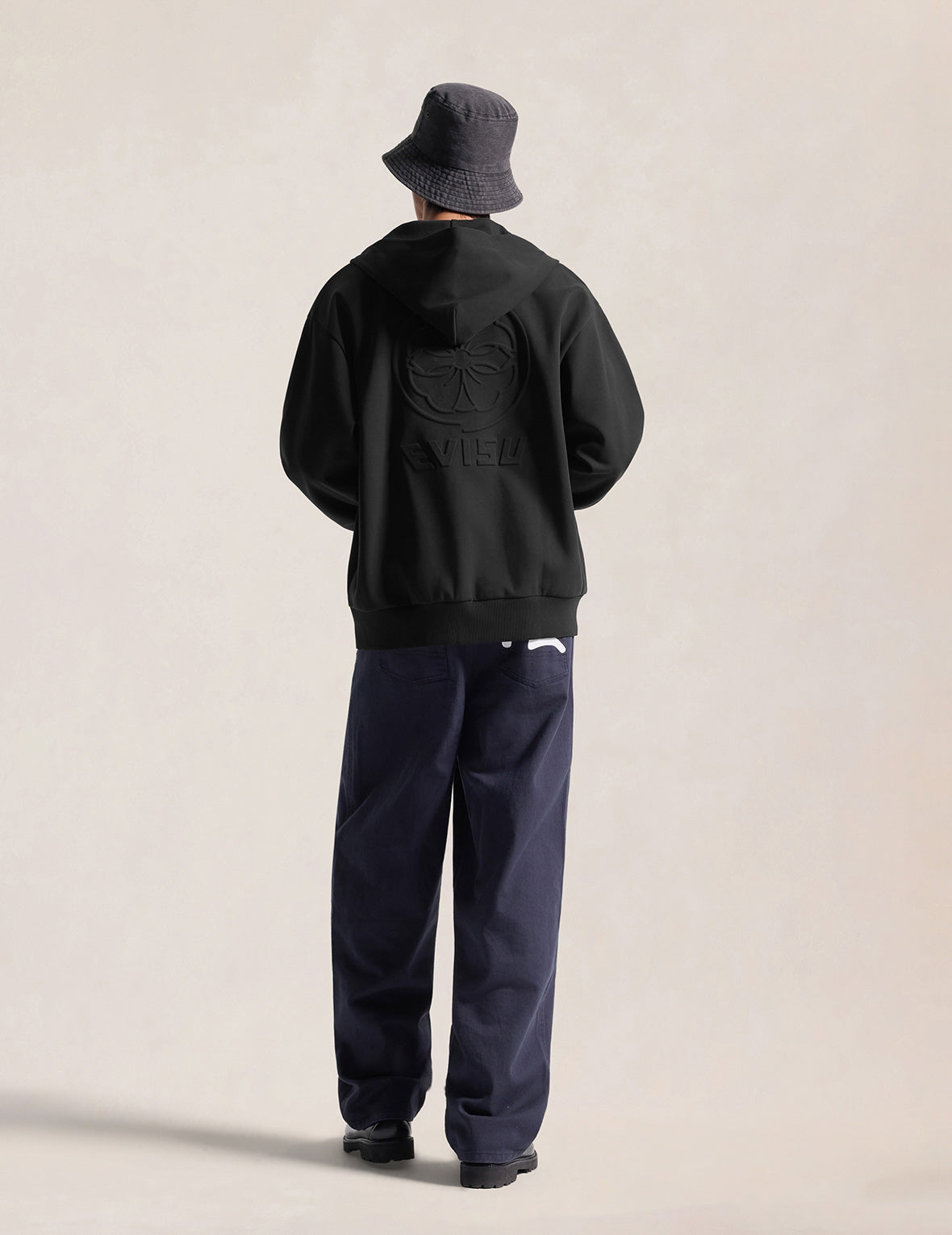 Emboss Kamon Logo Zip-Up Hoodie