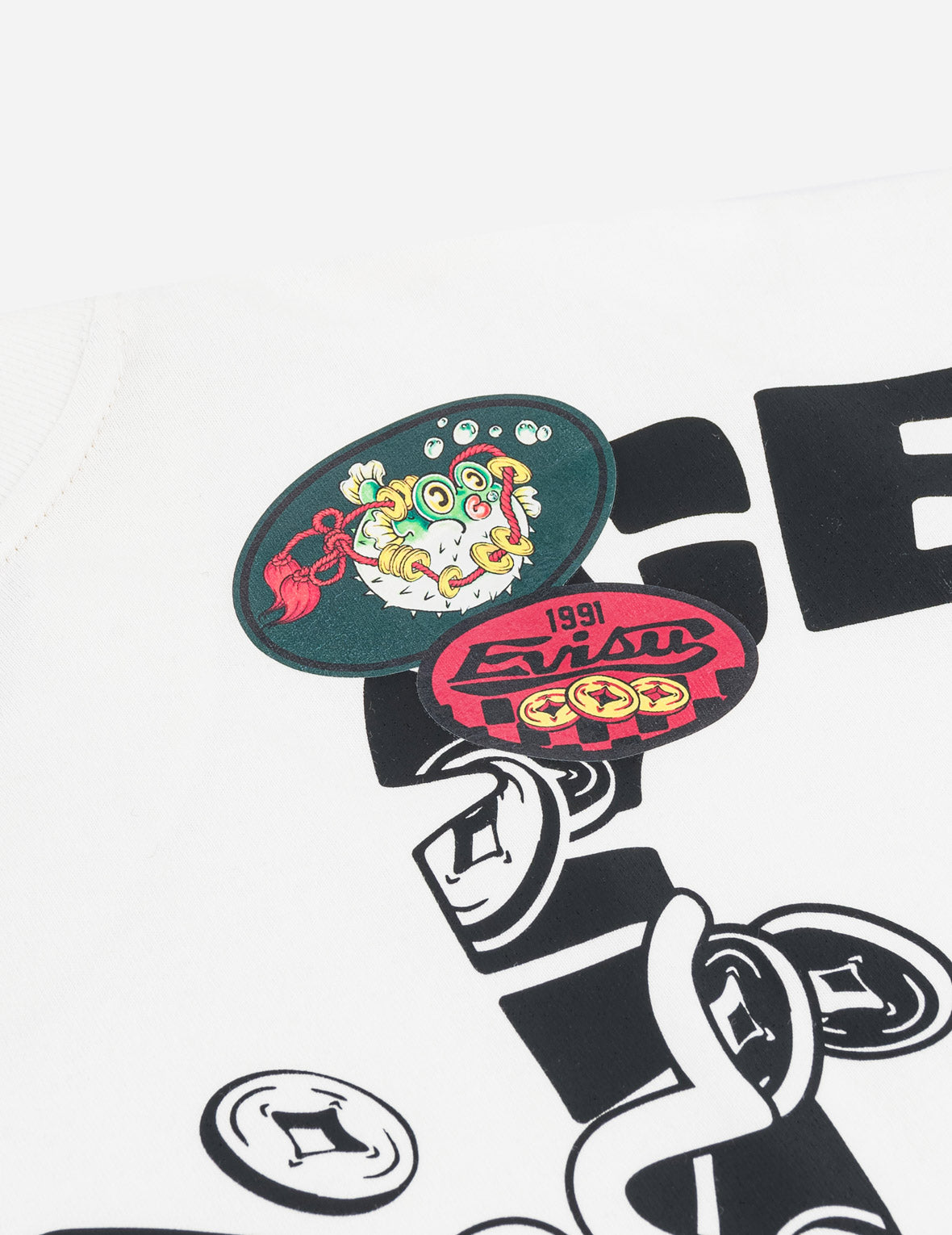 Multi-Badge Fortune Daicock Print T-Shirt