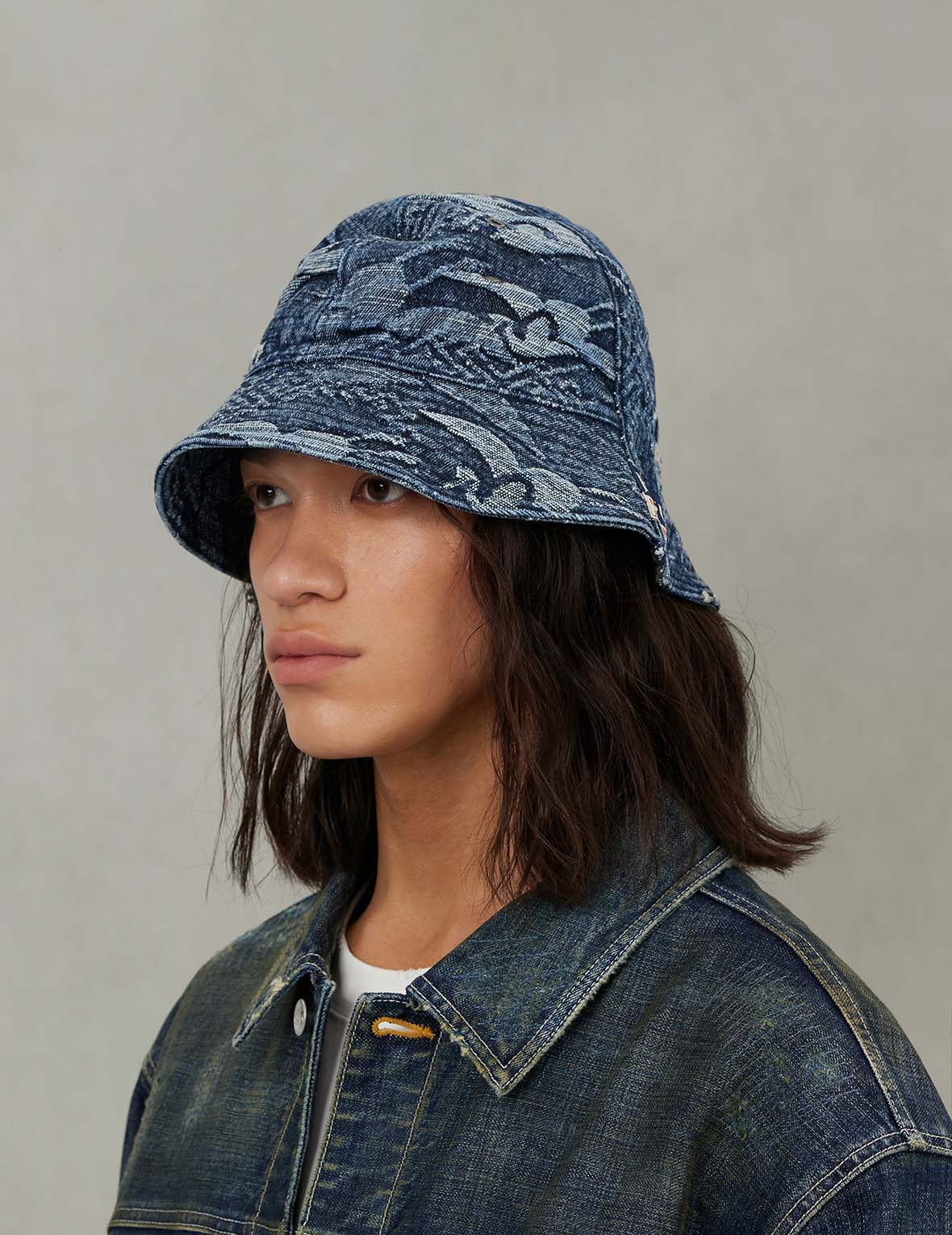 Allover Seagull Crane Jacquard Bucket Hat