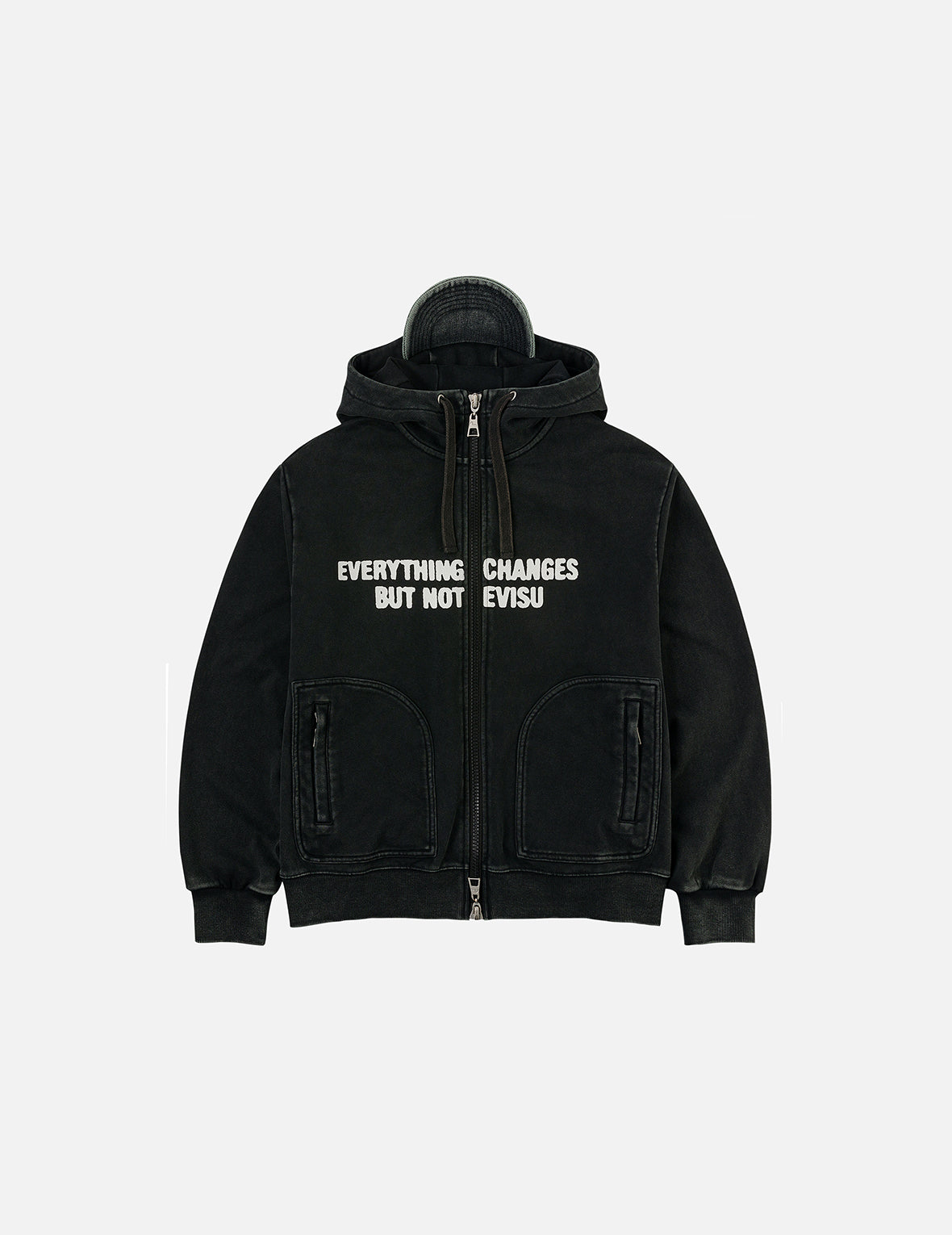 Slogan Print Oversized with Cap Hooded Jacket