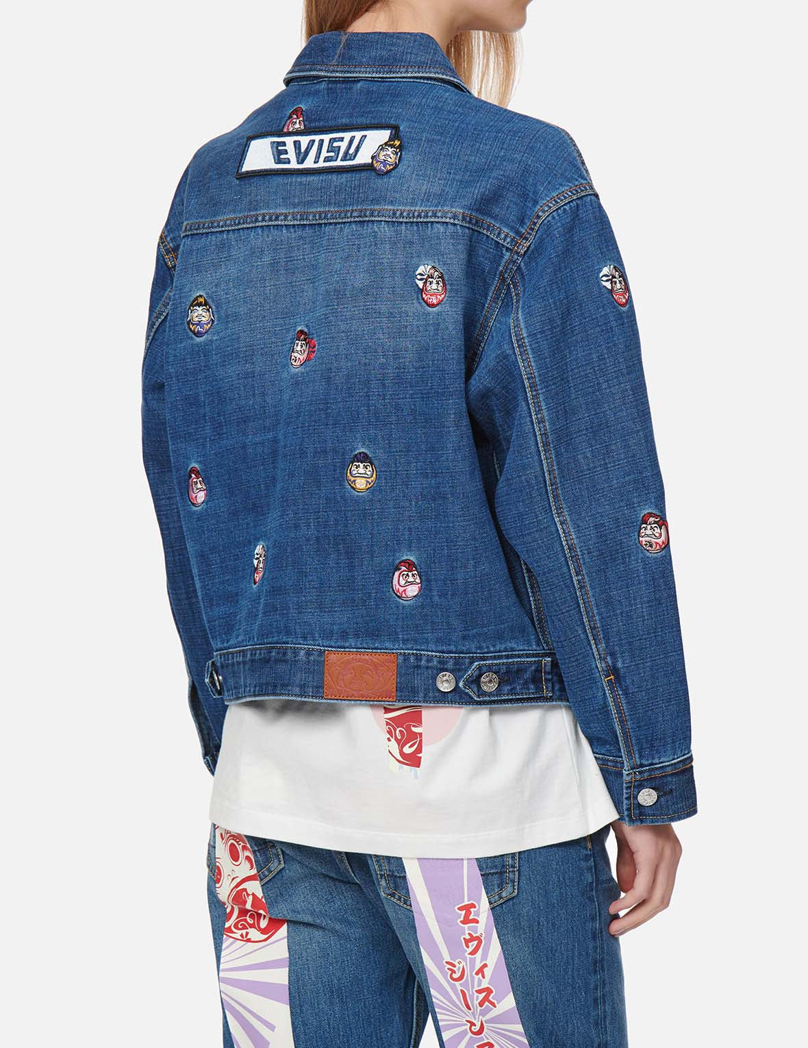 Allover Daruma Embroidered Denim Jacket