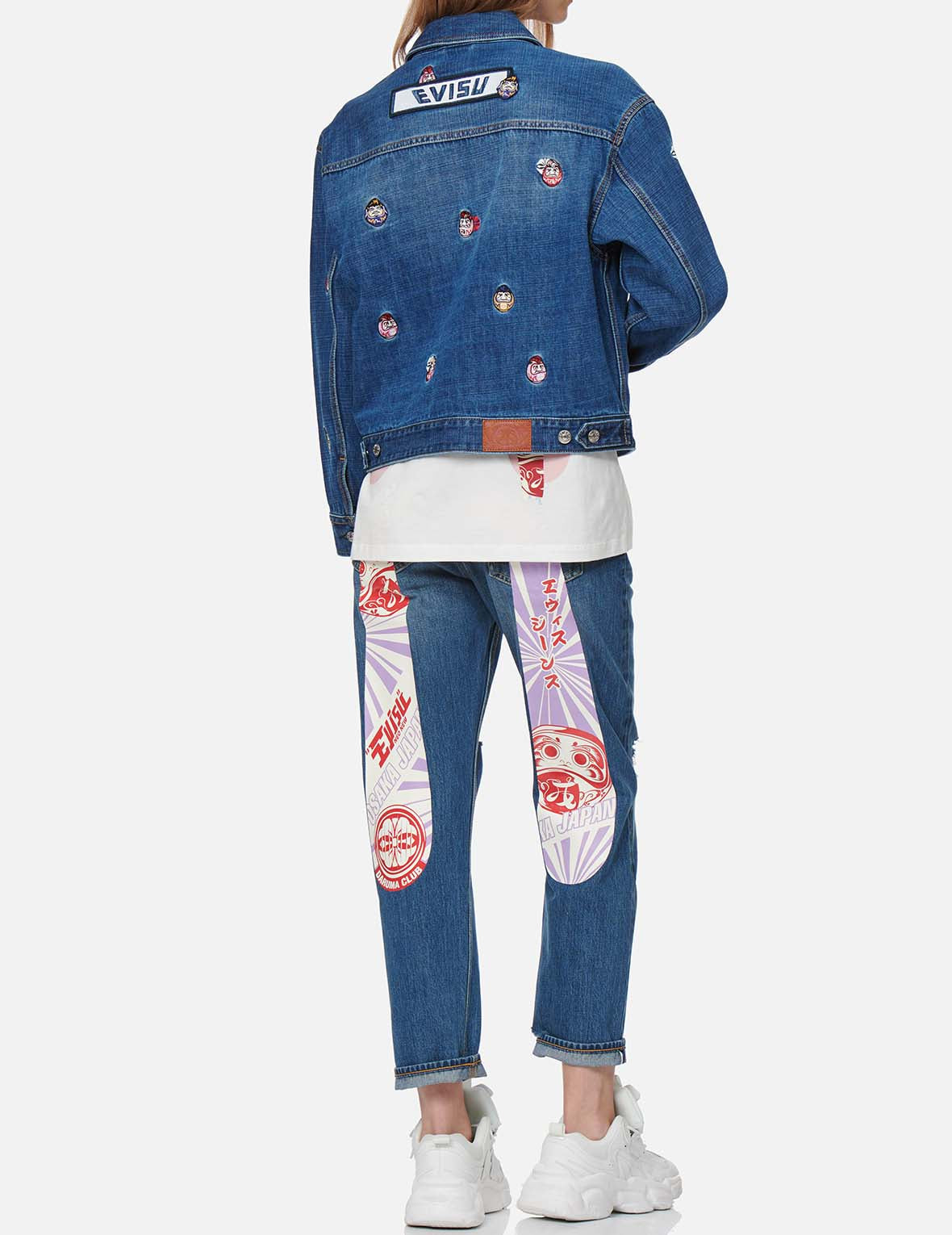 Allover Daruma Embroidered Denim Jacket