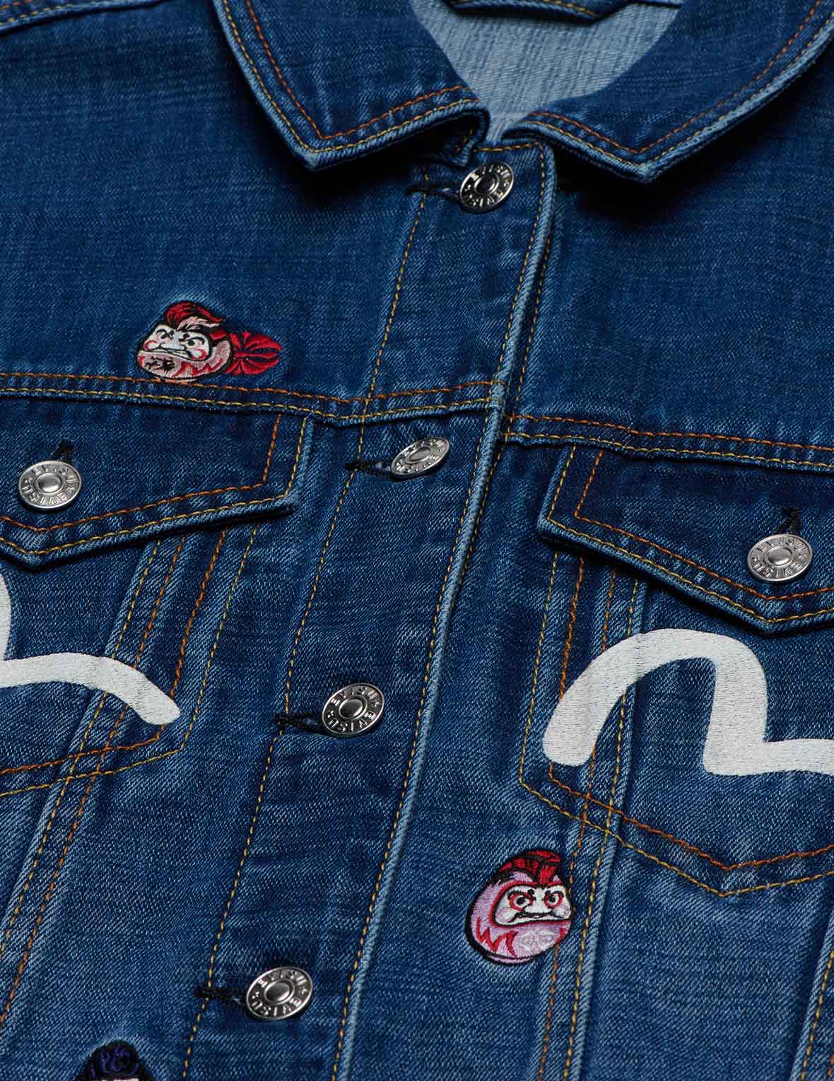 Allover Daruma Embroidered Denim Jacket