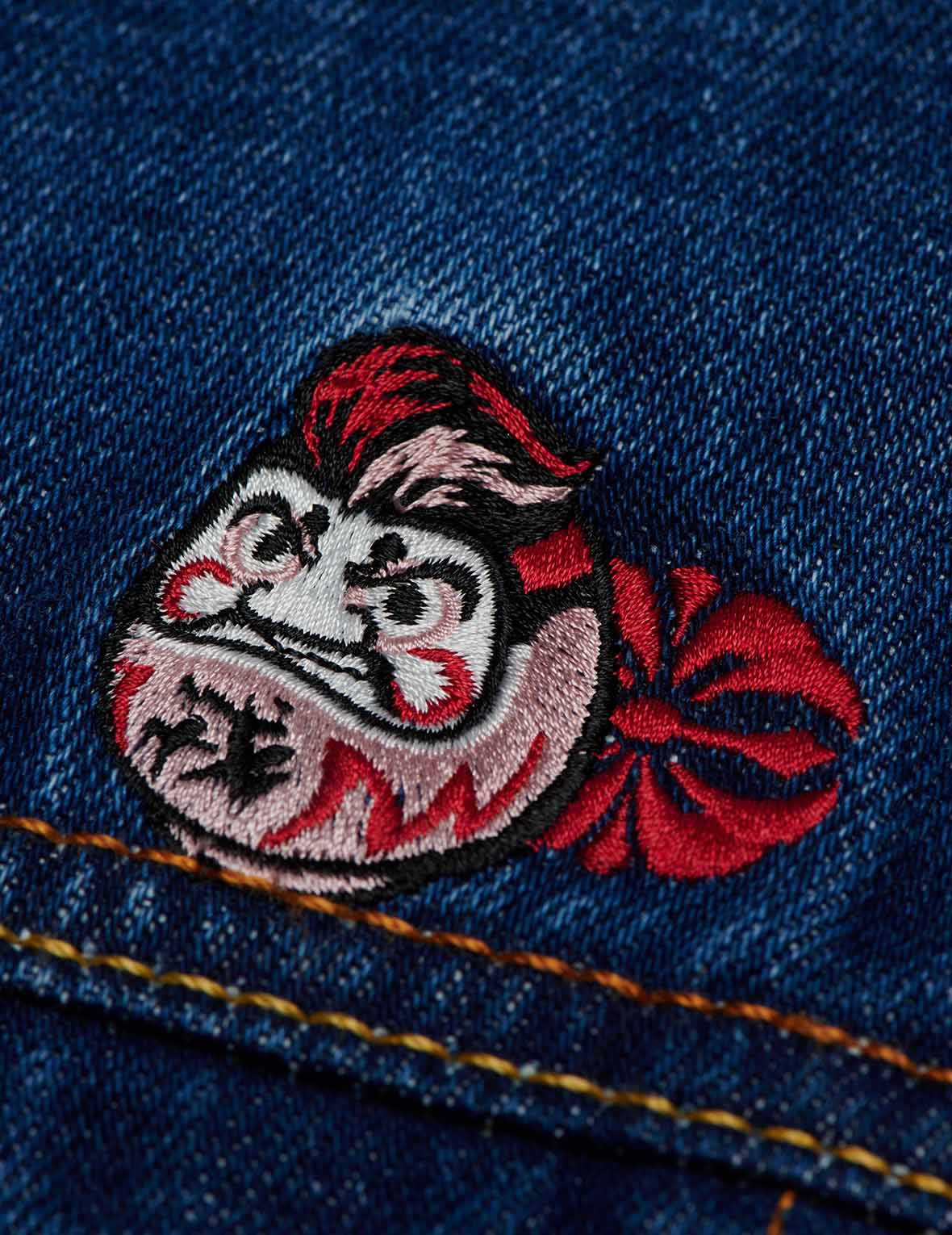 Allover Daruma Embroidered Denim Jacket