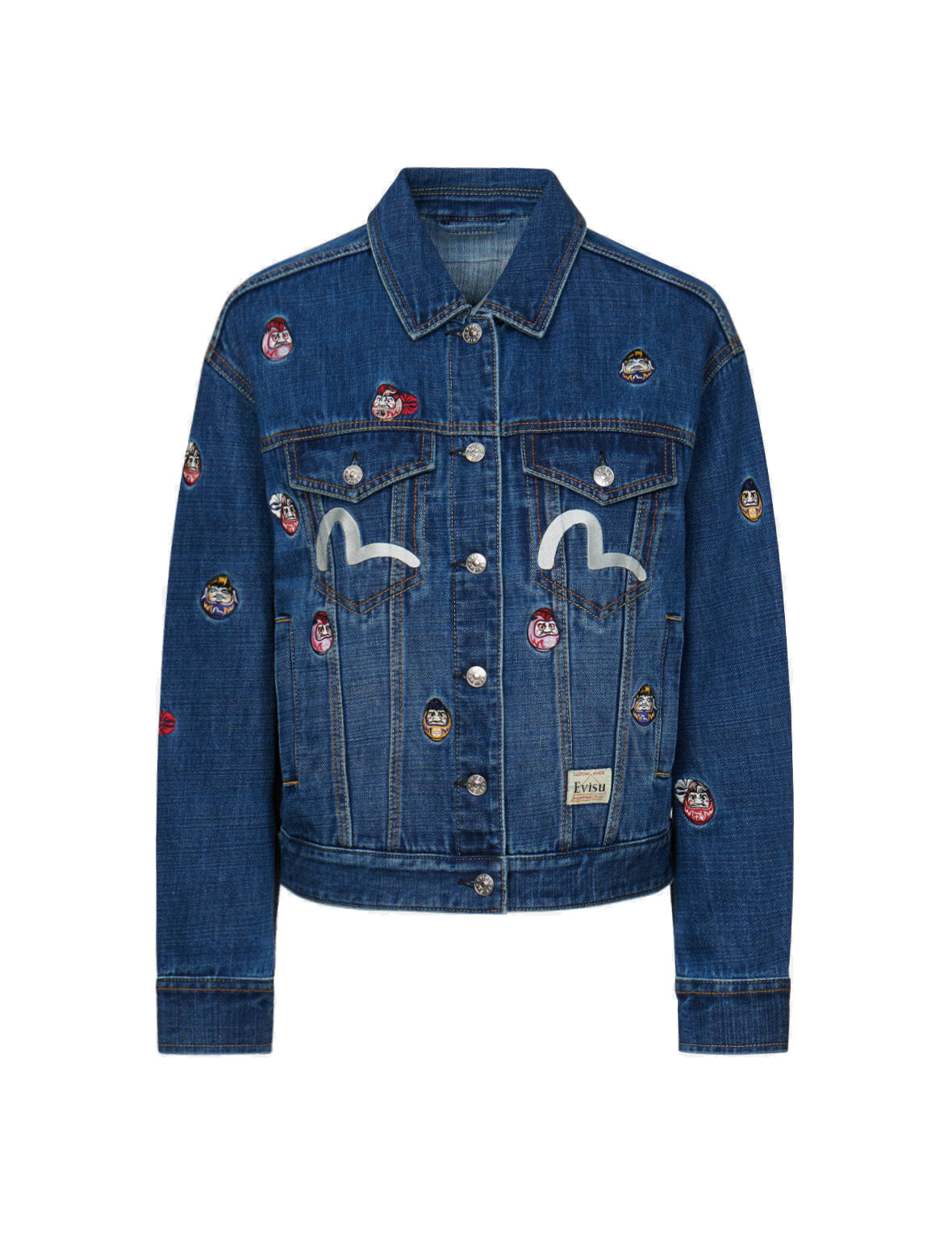 Allover Daruma Embroidered Denim Jacket