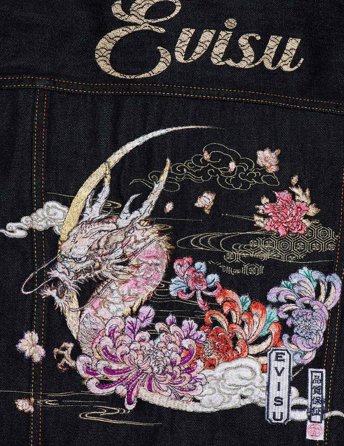 Moonlight Dragon Embroidered Denim Jacket