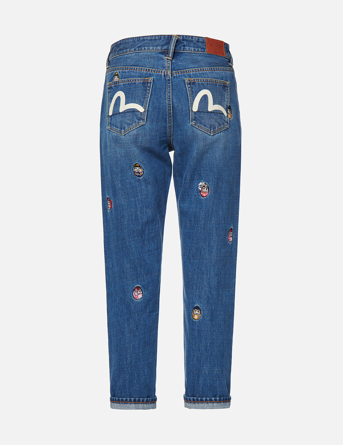 Allover Daruma Embroidered Relax-Cut Denim Jeans