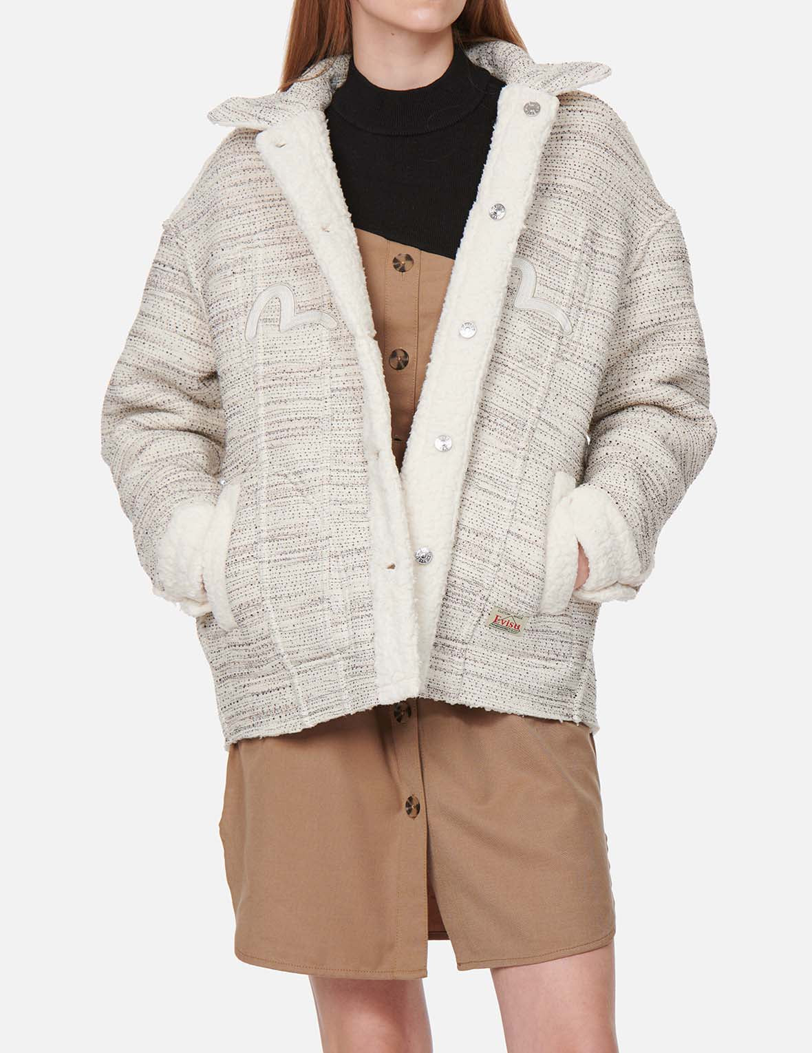 Seagull Reversible Sherpa/Tweed Shirt Jacket