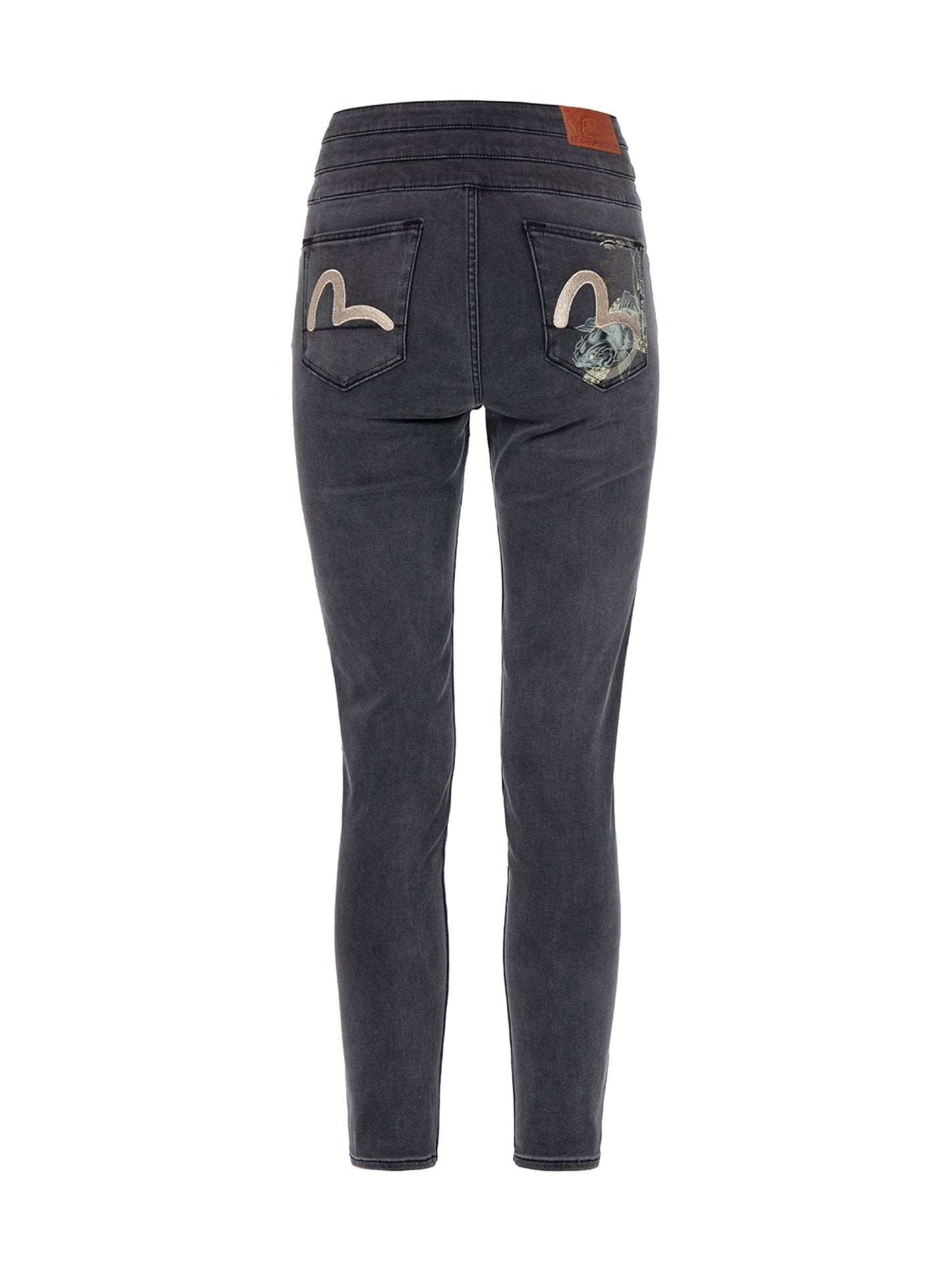 Koi Print and Seagull Embroidery Super High-Waist Skinny Jeans