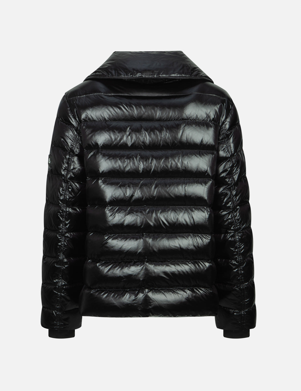 Pearlized Black Fashion Fit Biker Down Jacket