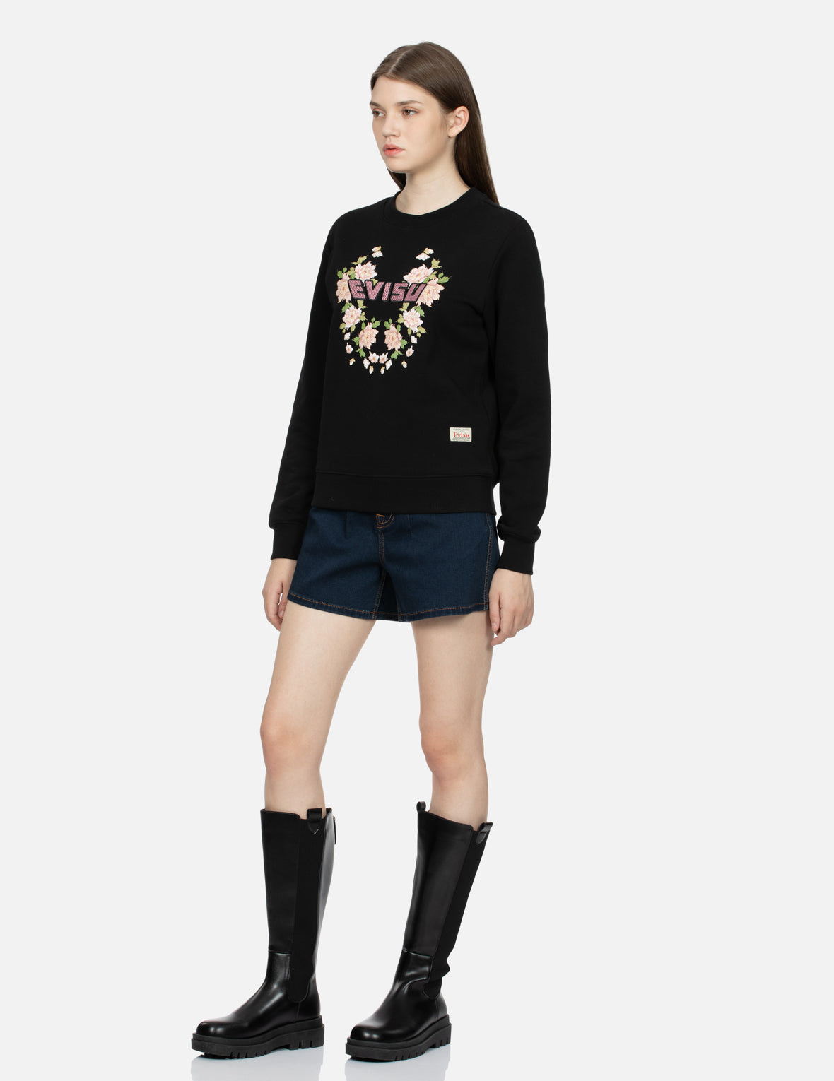 Floral Print with Logo Embroidery Regular Fit Sweatshirt