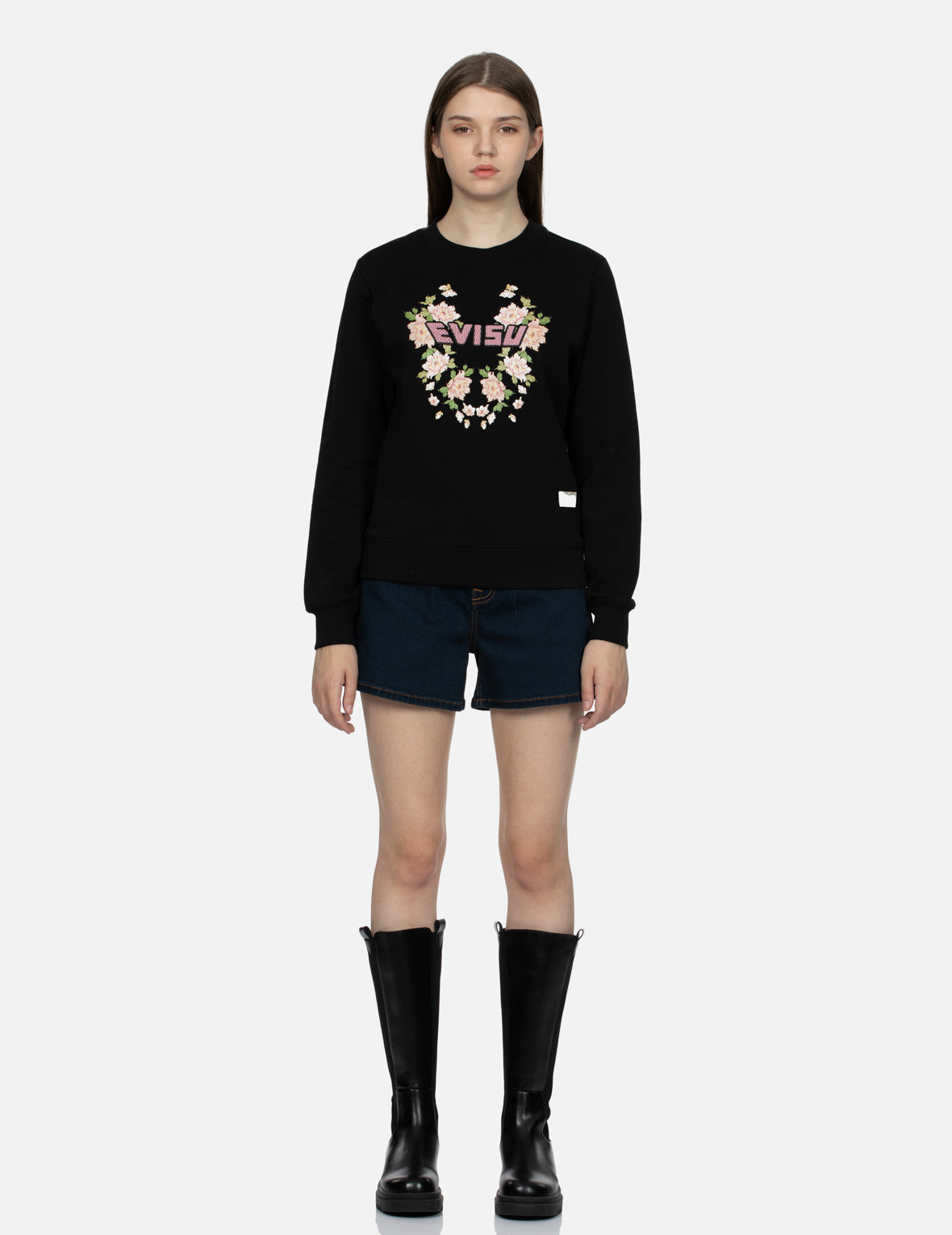 Floral Print with Logo Embroidery Regular Fit Sweatshirt