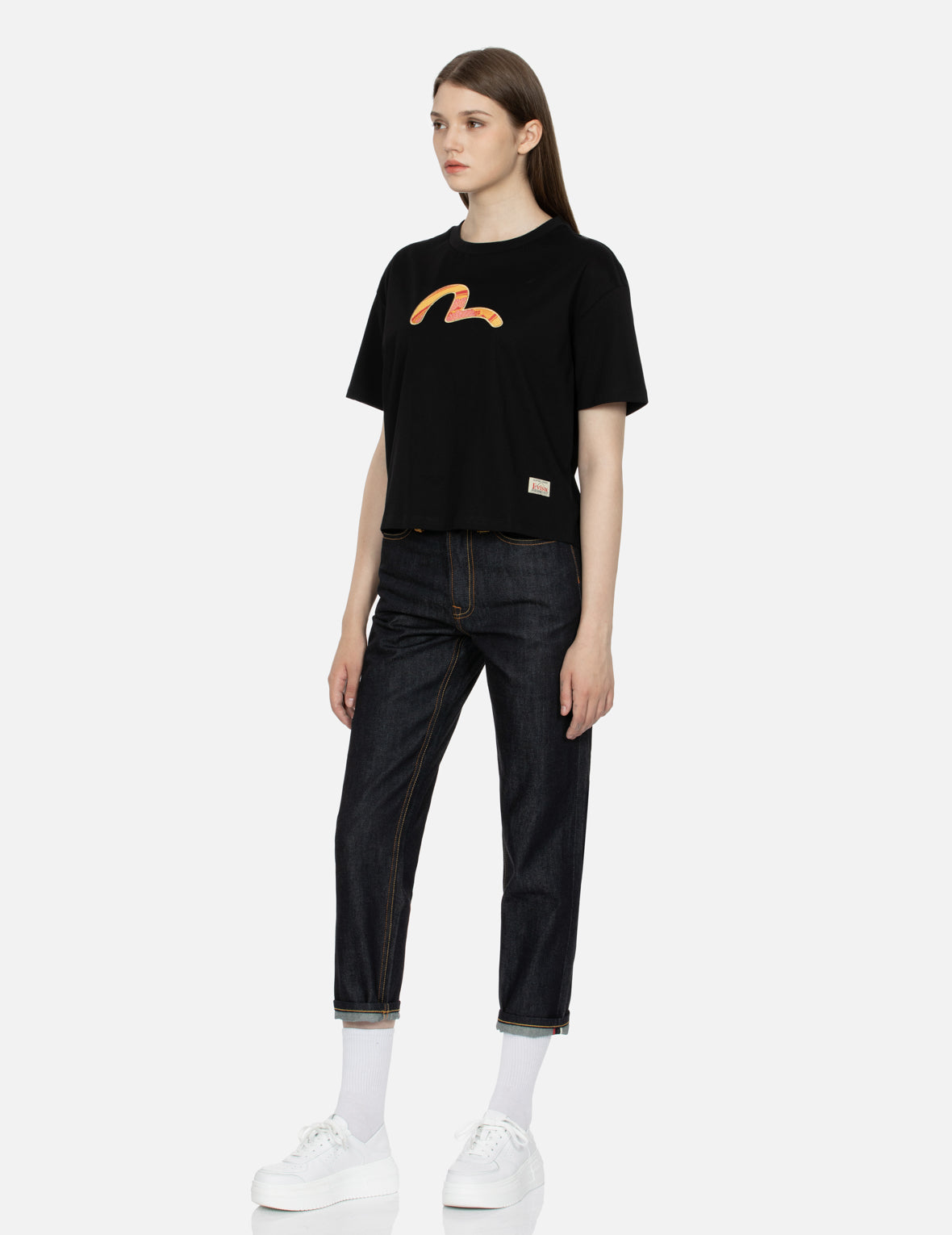 Brocade Seagull Appliqué Drop-shoulder T-shirt