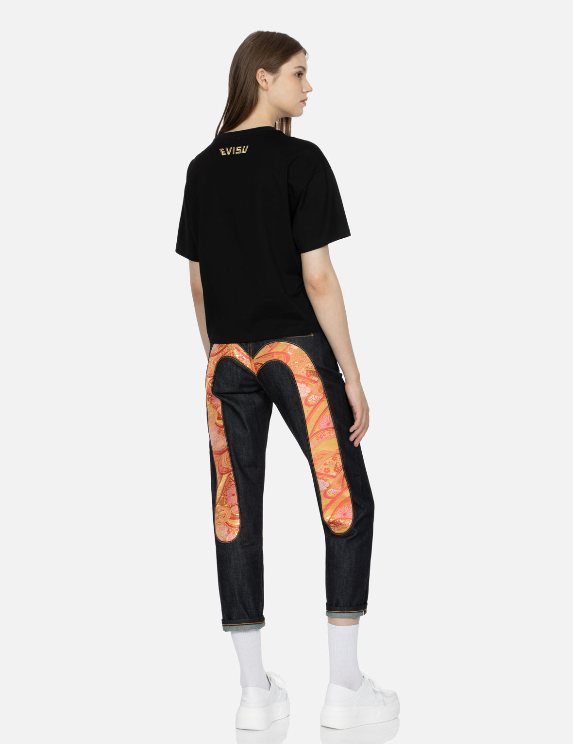 Brocade Seagull Appliqué Drop-shoulder T-shirt