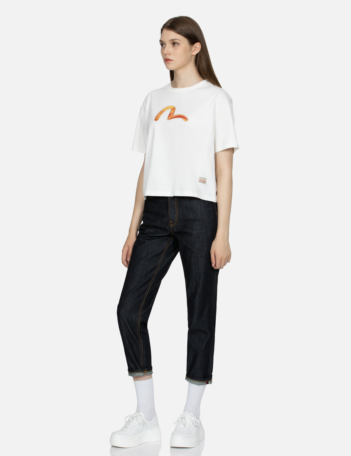 Brocade Seagull Appliqué Drop-shoulder T-shirt