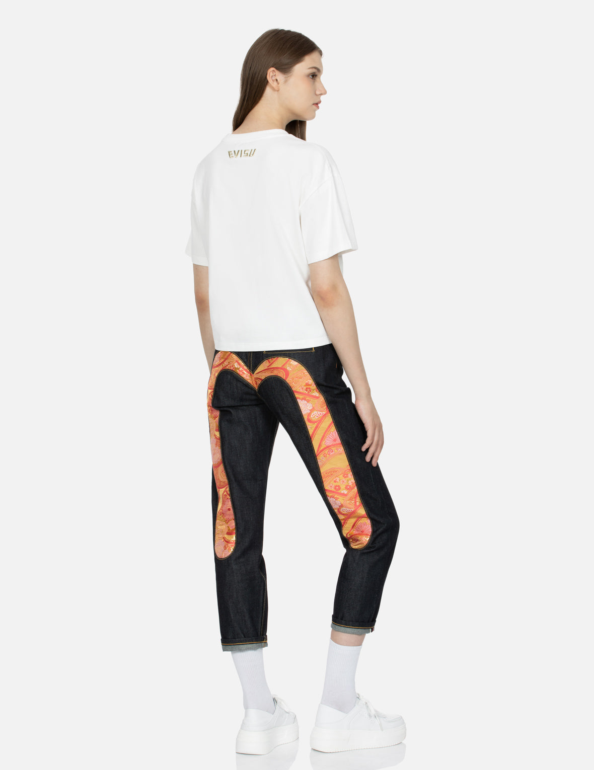 Brocade Seagull Appliqué Drop-shoulder T-shirt