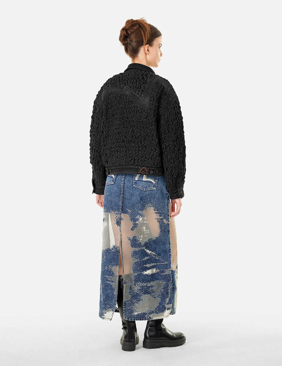 Seagull Embroidery Texture Oversized Denim Jacket