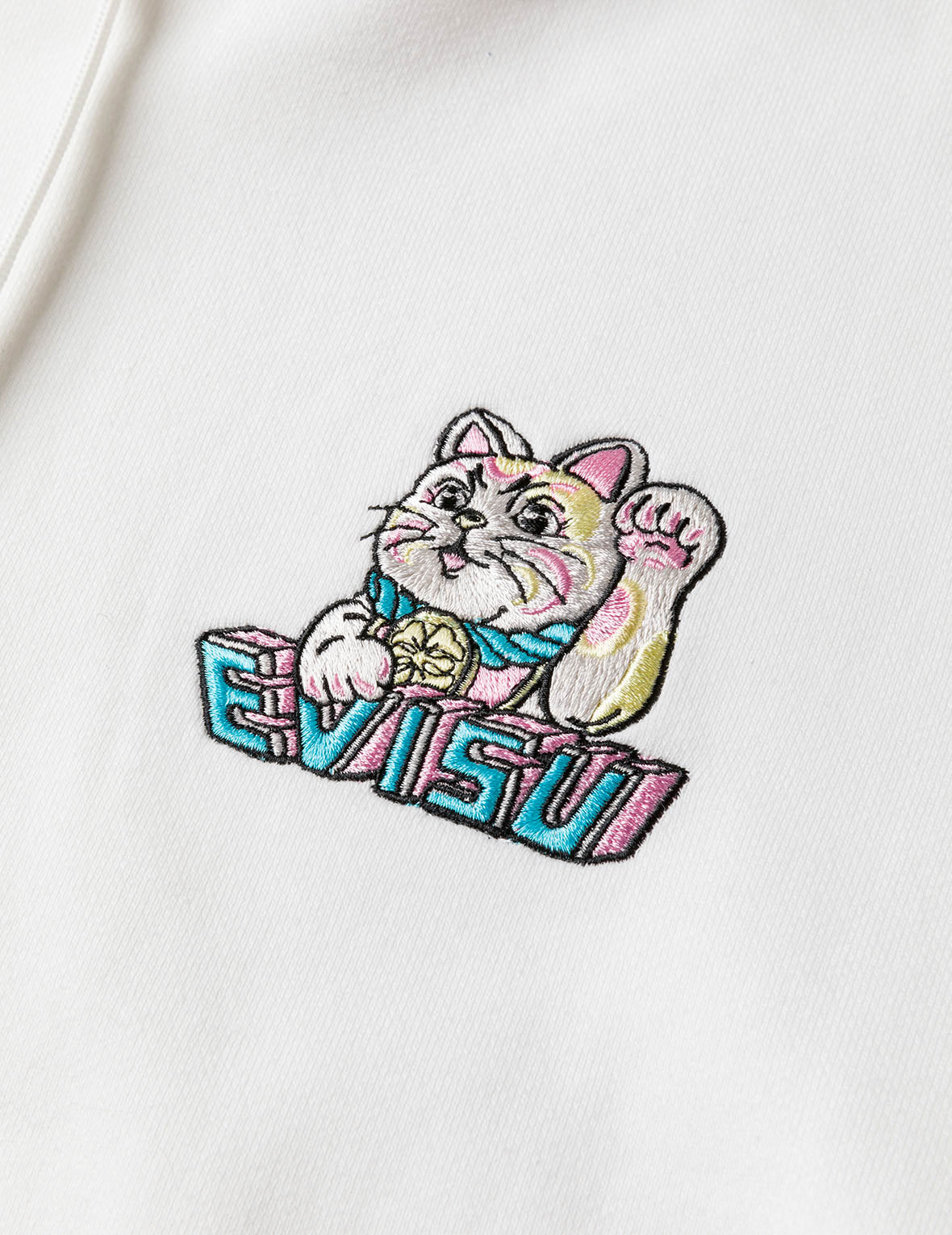 Logo and Fortune Cat Embroidery Oversized Hoodie