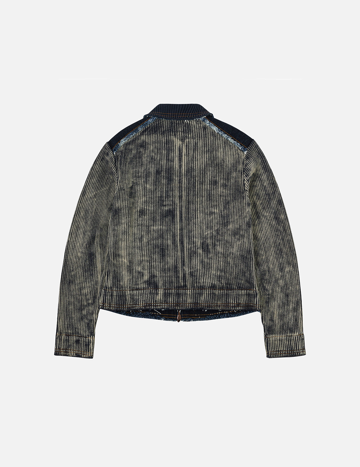Denim Panelled Fashion Fit Zip-Up Cardigan