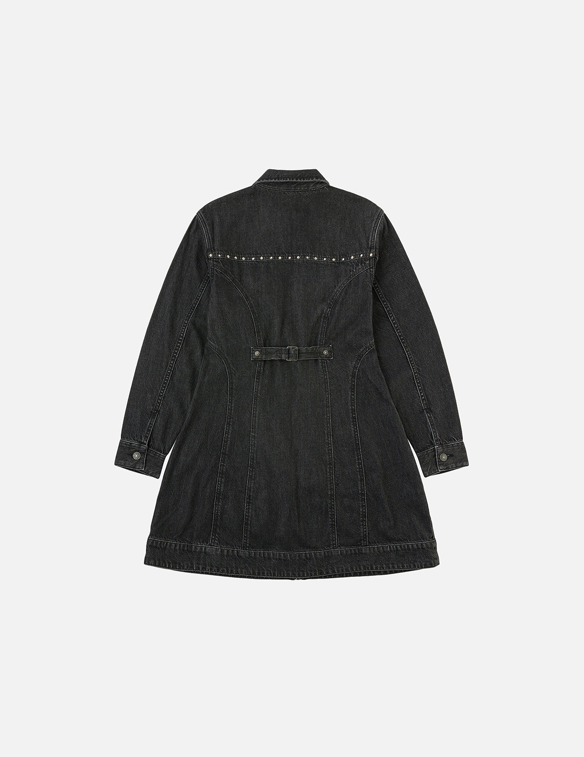 Seagull Embroidery with Studs Fashion Fit Denim Zipper Dress