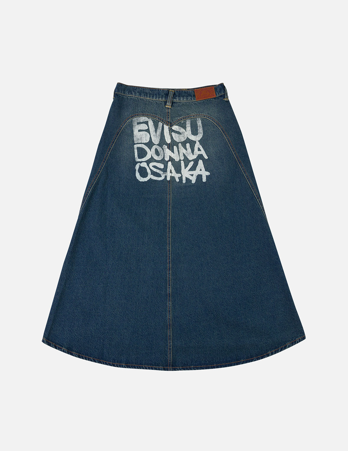 EVISU DONNA スカート Slogan Print Fashion Fit Washed Denim A-line Skirt – EVISU