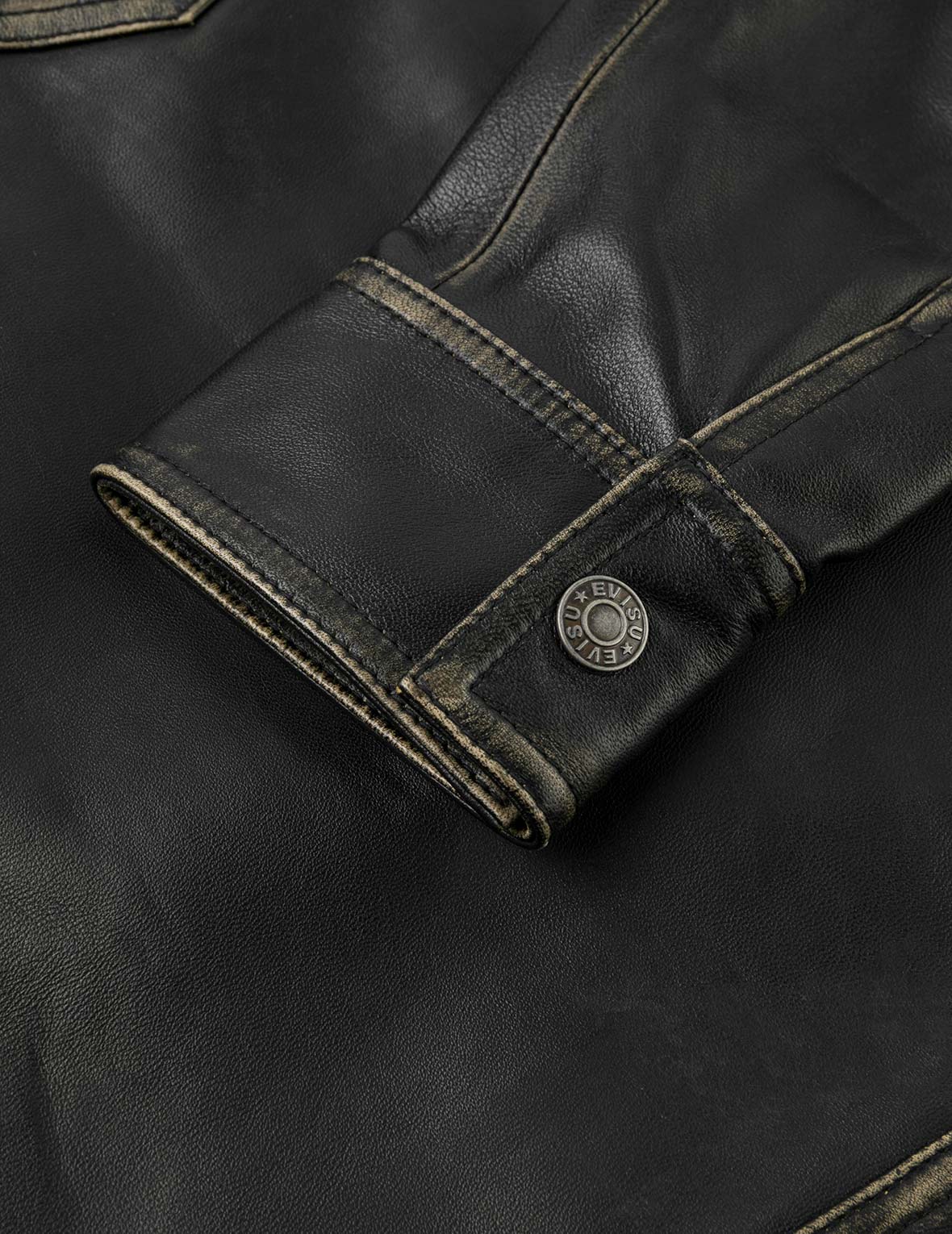 Logo Embossed Cropped Leather Jacket