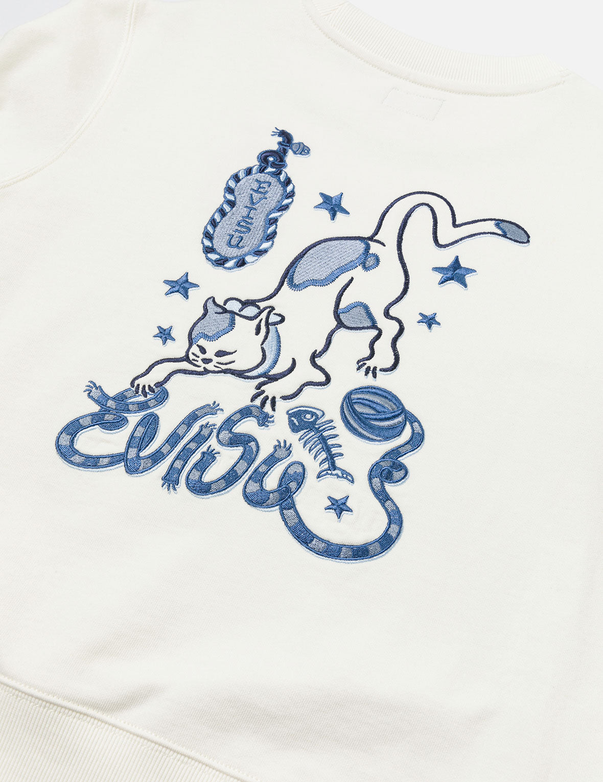 Cat and Logo Embroidery Regular Fit Sweatshirt