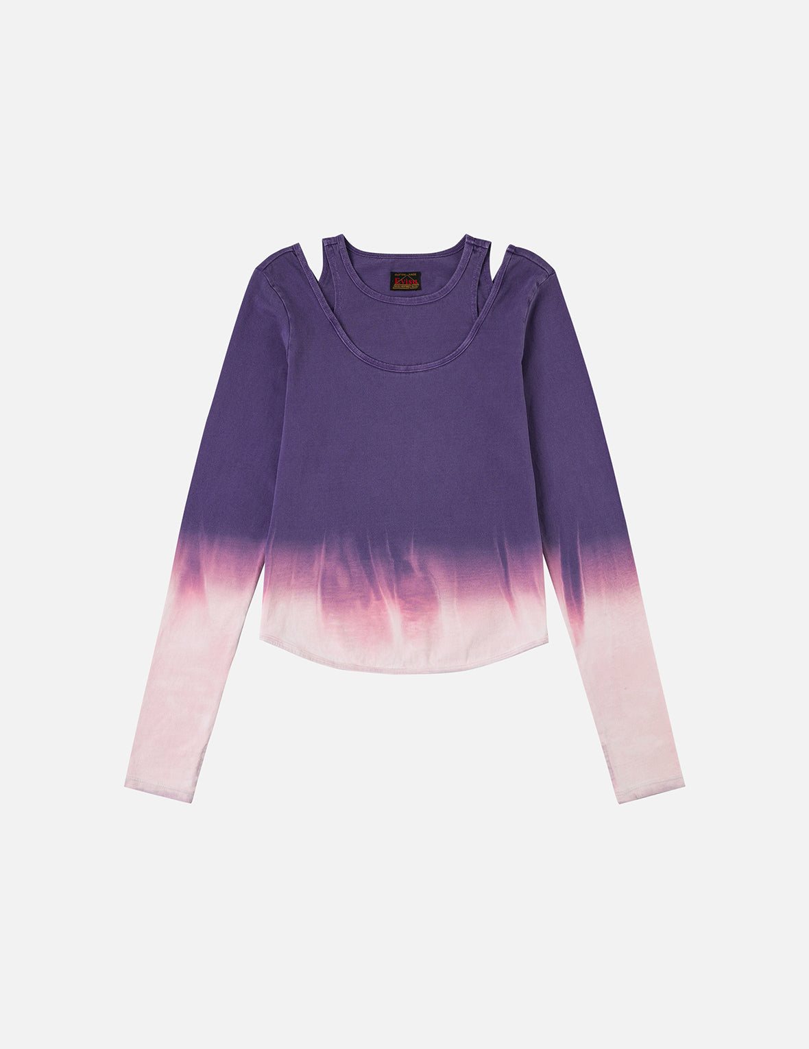 Logo Print and Gradient Tie-dye Regular Fit 2-in-1 Long-sleeve Top